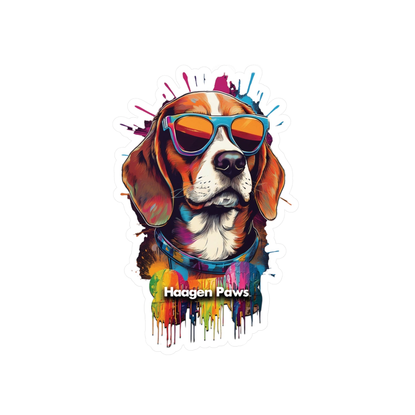 Beagle Wearing Sunglasses Haagen-Paws Graffiti Vinyl Decals