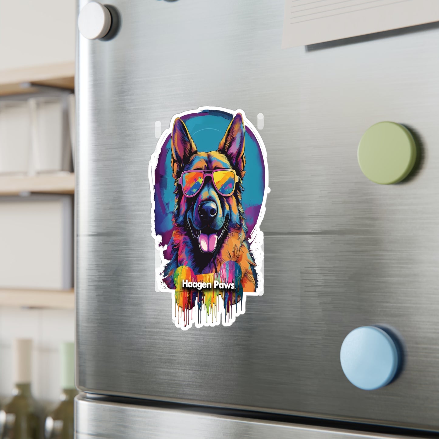 German Shepherd Wearing Sunglasses Haagen-Paws Graffiti Vinyl Decals