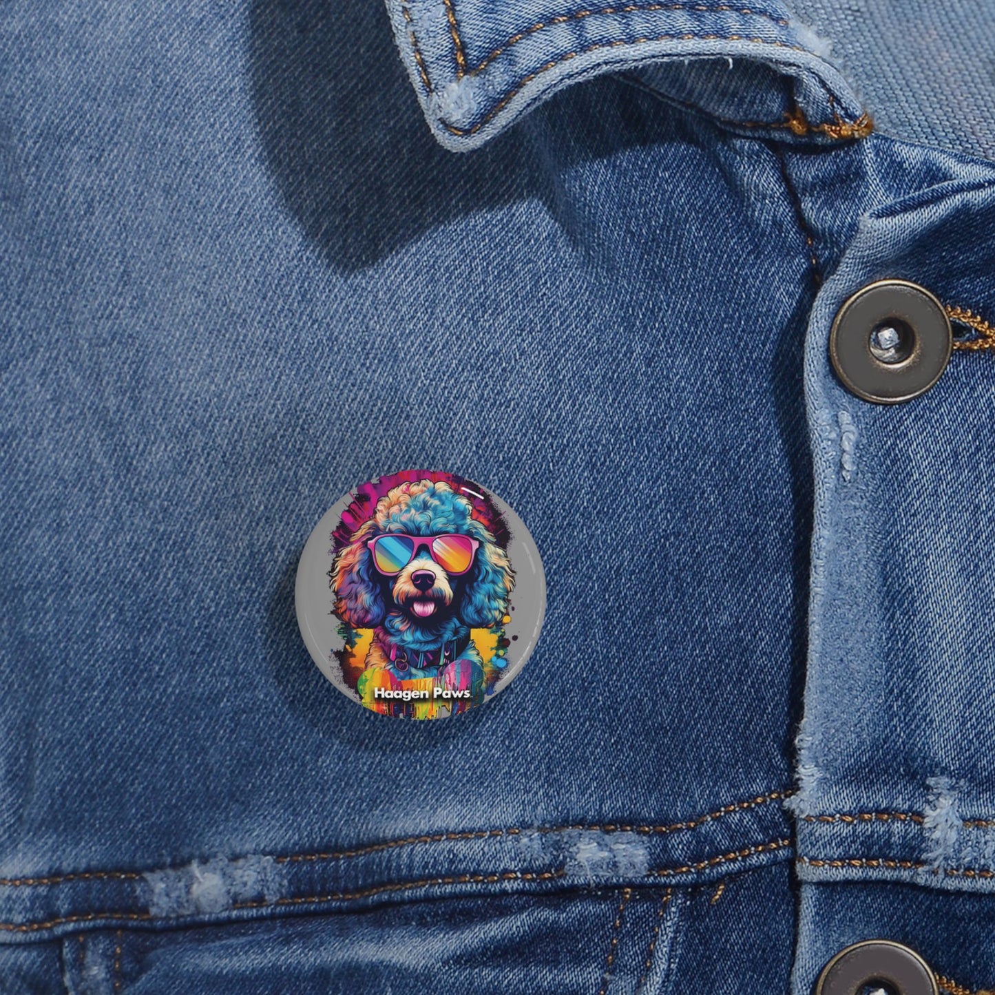 Poodle Wearing Sunglasses Haagen-Paws Graffiti Round Pins