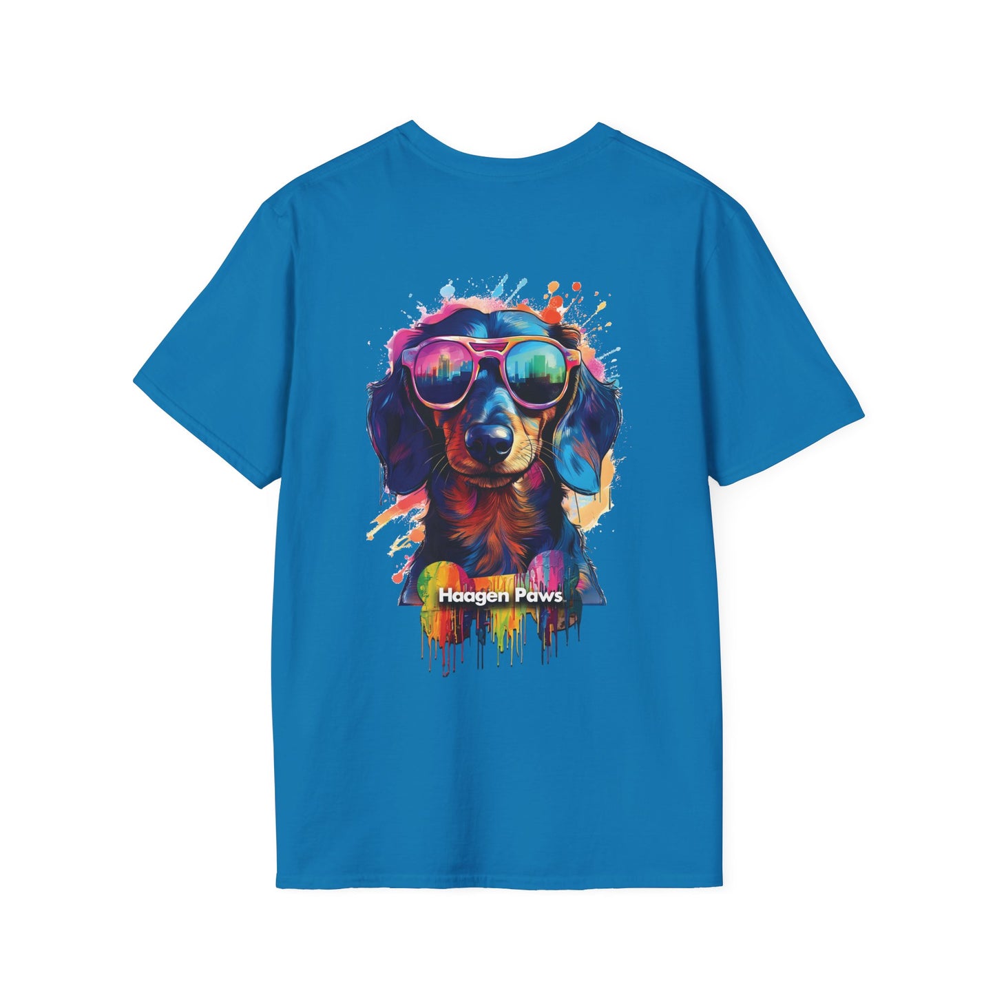 Dachshund Wearing Sunglasses Short Sleeve Haagen-Paws Graffiti T-Shirt