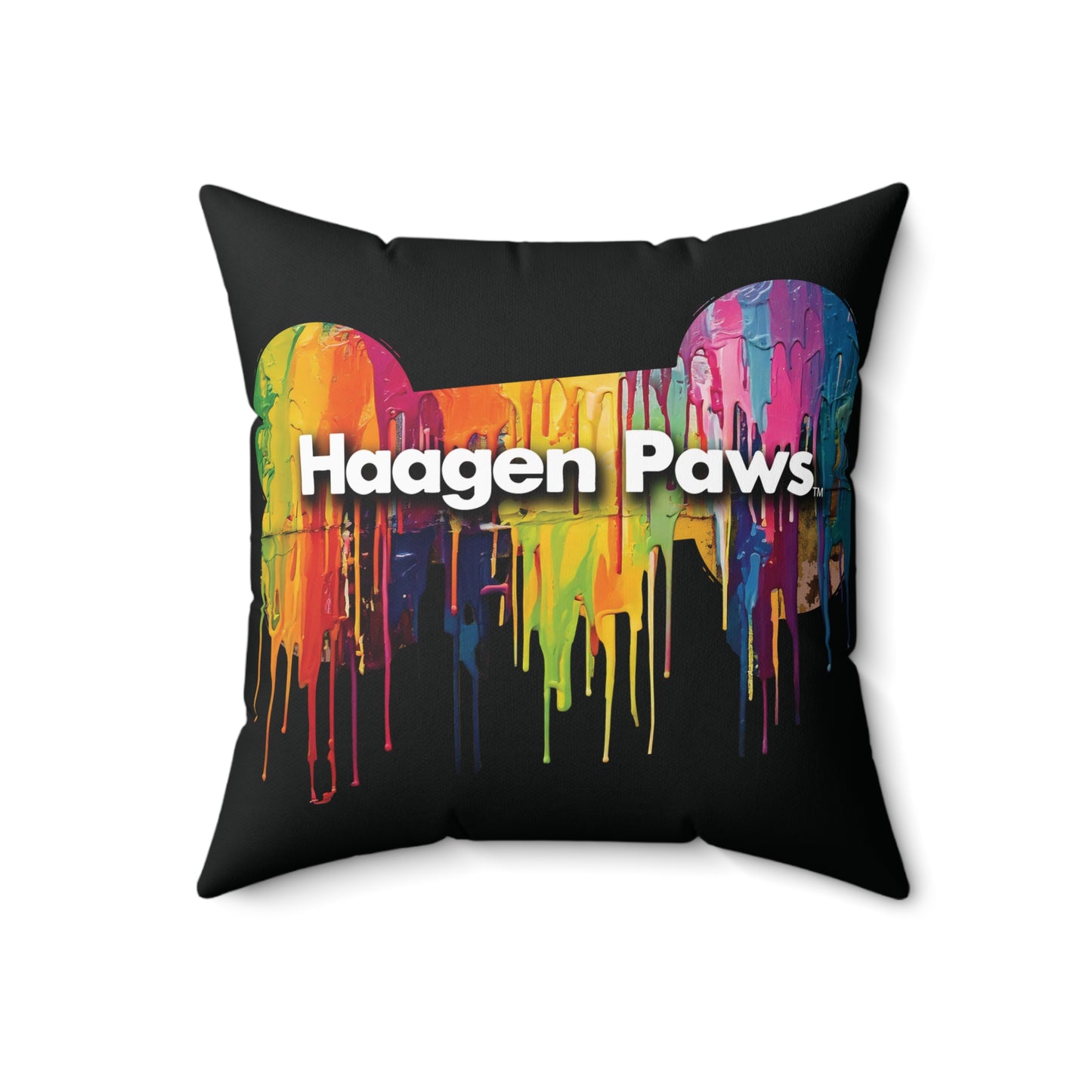Frenchie Wearing Sunglasses Haagen-Paws Graffiti Spun Polyester Square Pillow