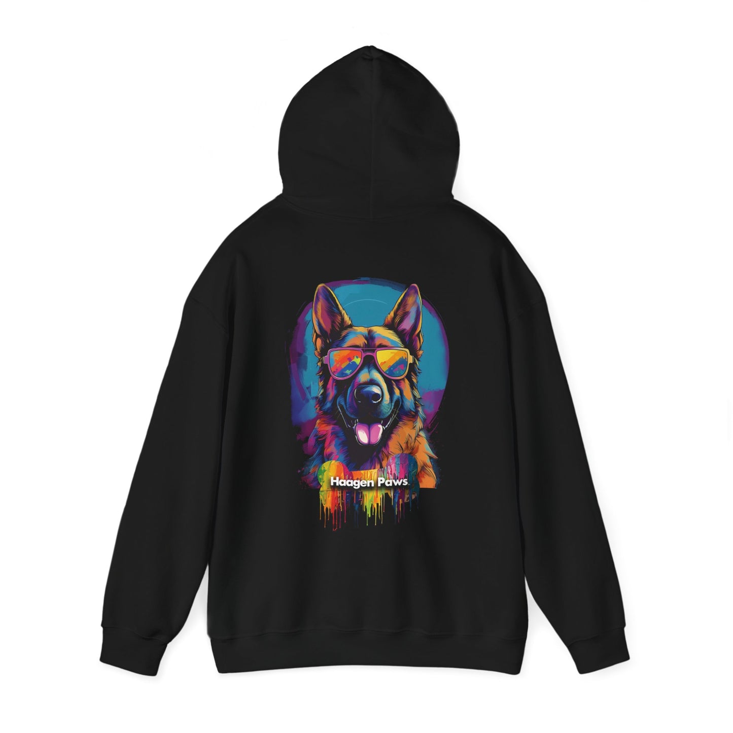 German Shepherd Wearing Sunglasses Haagen-Paws Graffiti Unisex Heavy Blend™ Hooded Sweatshirt