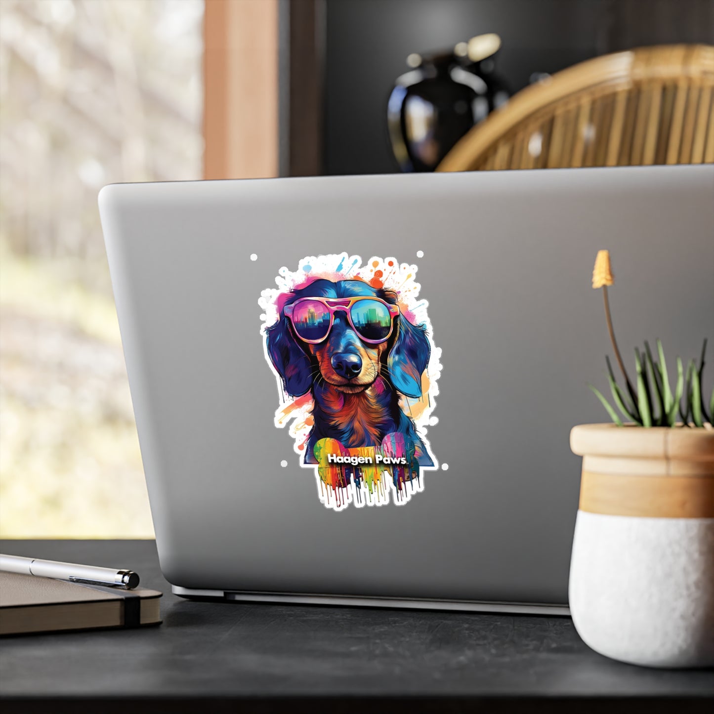 Dachshund Wearing Sunglasses Haagen-Paws Graffiti Vinyl Decals