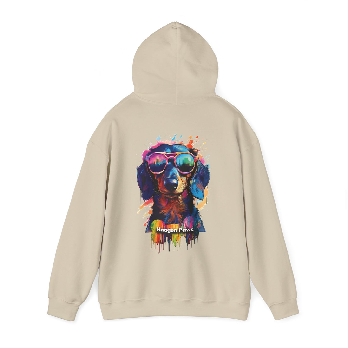 Dachshund Wearing Sunglasses Haagen-Paws Graffiti Unisex Heavy Blend™ Hooded Sweatshirt