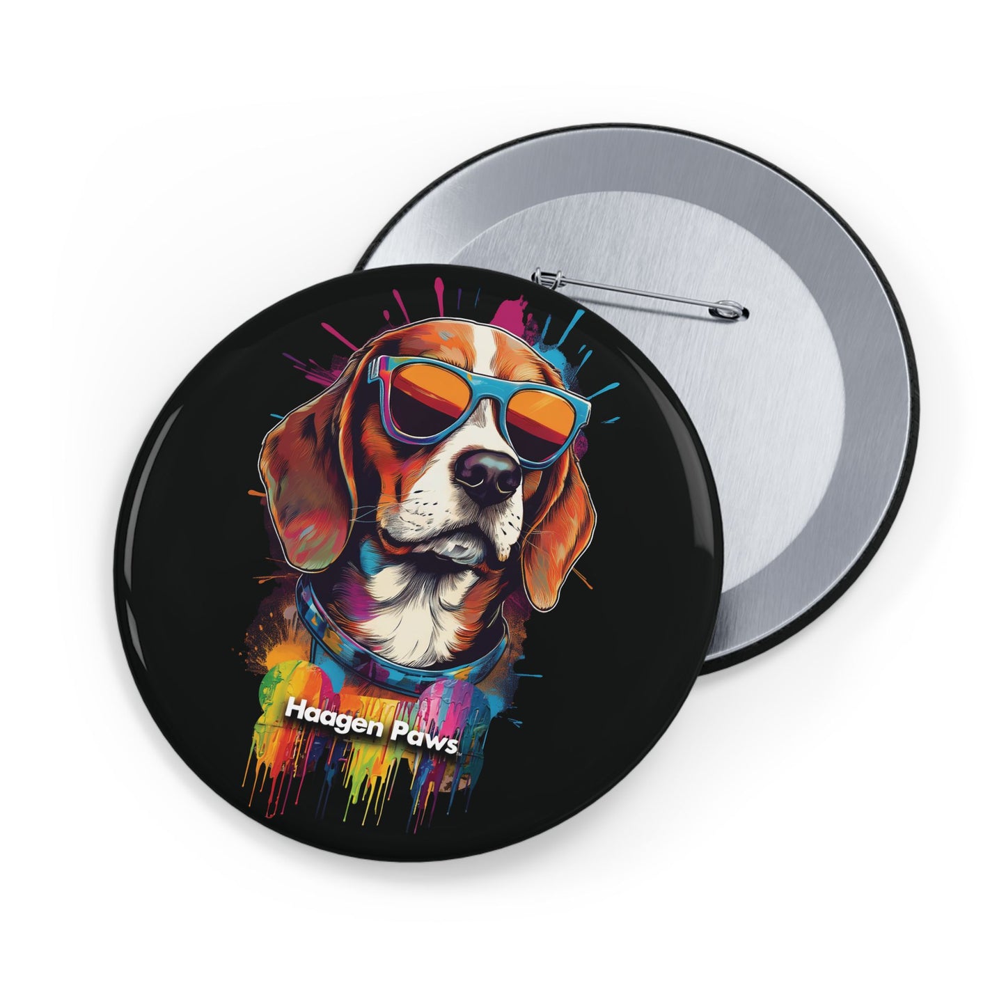Beagle Wearing Sunglasses Haagen-Paws Graffiti Round Pins