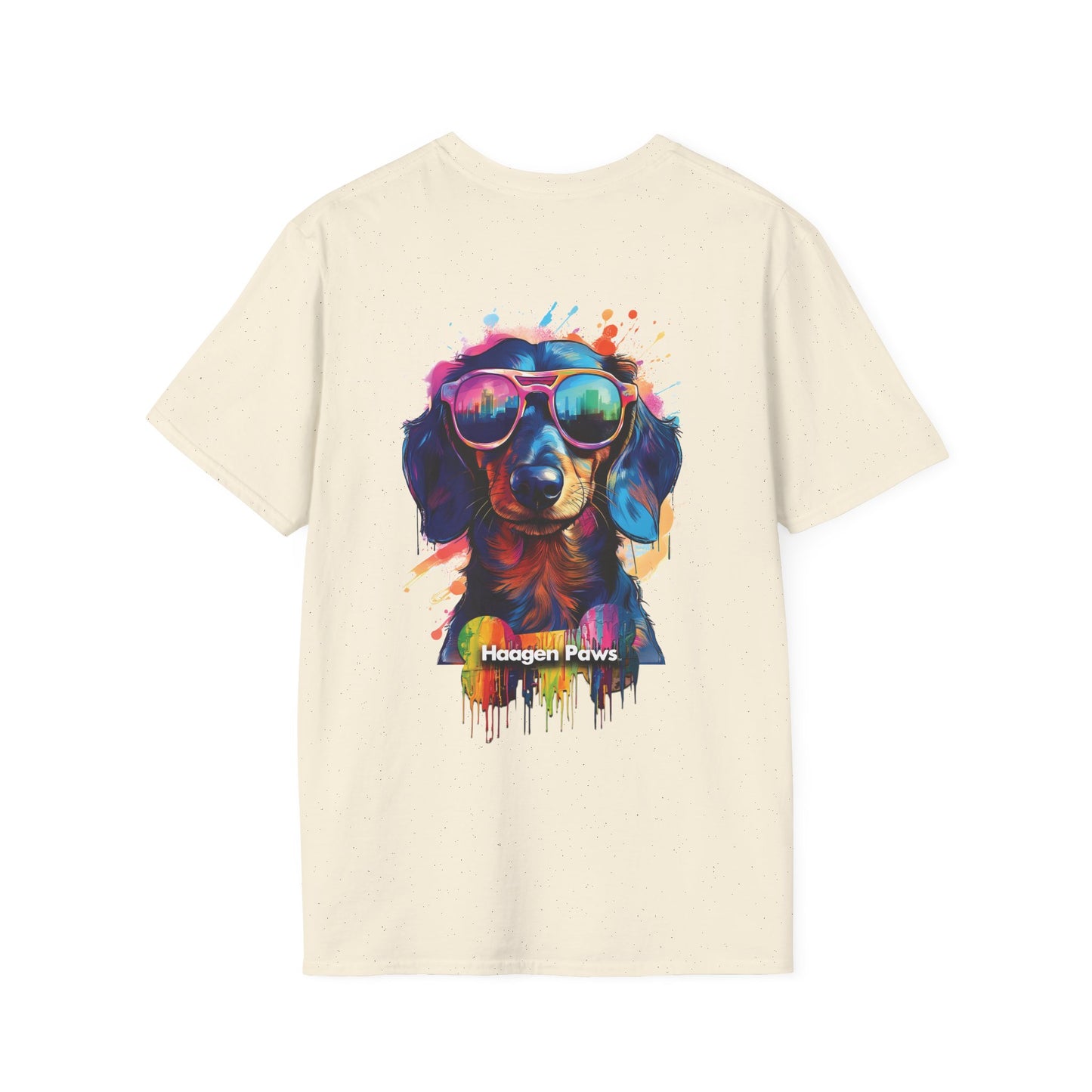 Dachshund Wearing Sunglasses Short Sleeve Haagen-Paws Graffiti T-Shirt