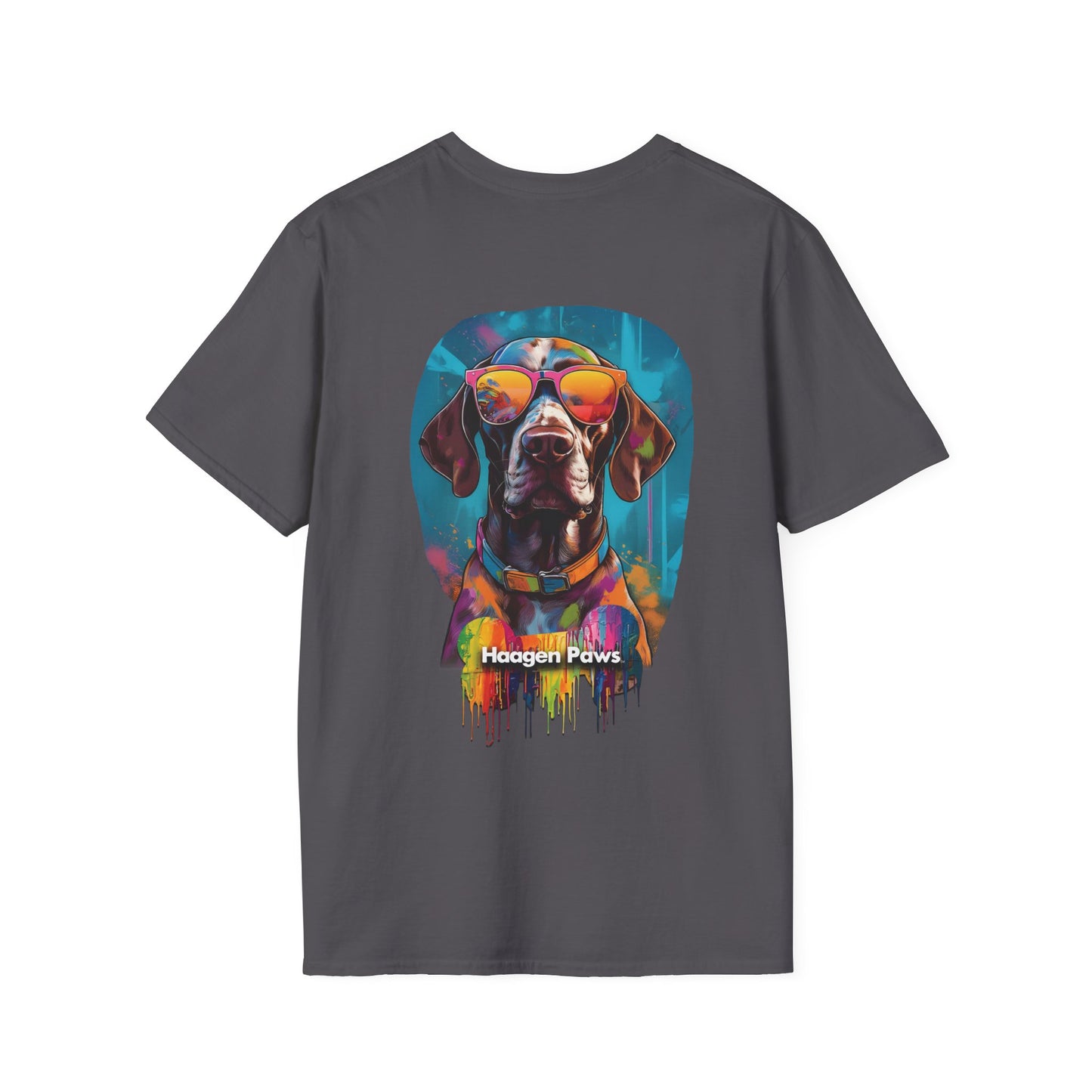 German Shorthaired Pointer Wearing Sunglasses Short Sleeve Haagen-Paws Graffiti T-Shirt