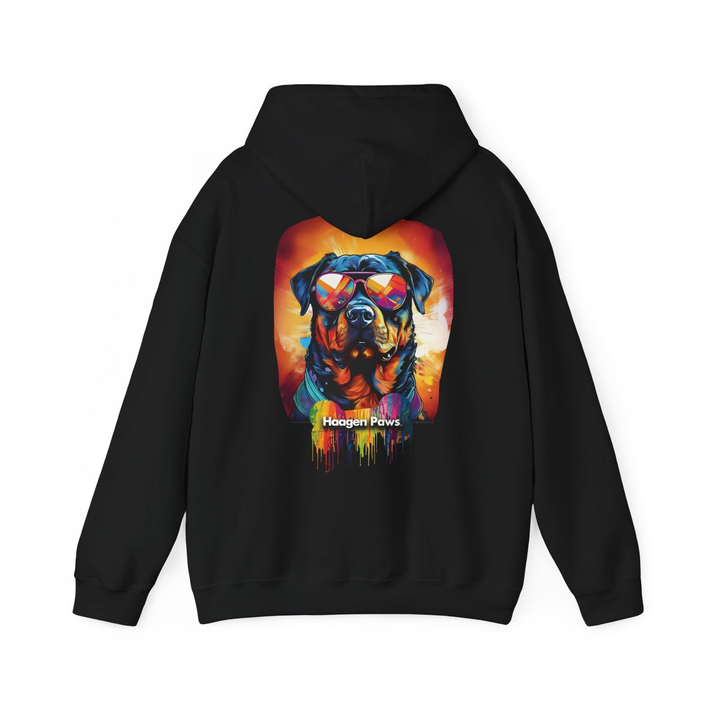 Rottweiler Wearing Sunglasses Haagen-Paws Graffiti Unisex Heavy Blend™ Hooded Sweatshirt