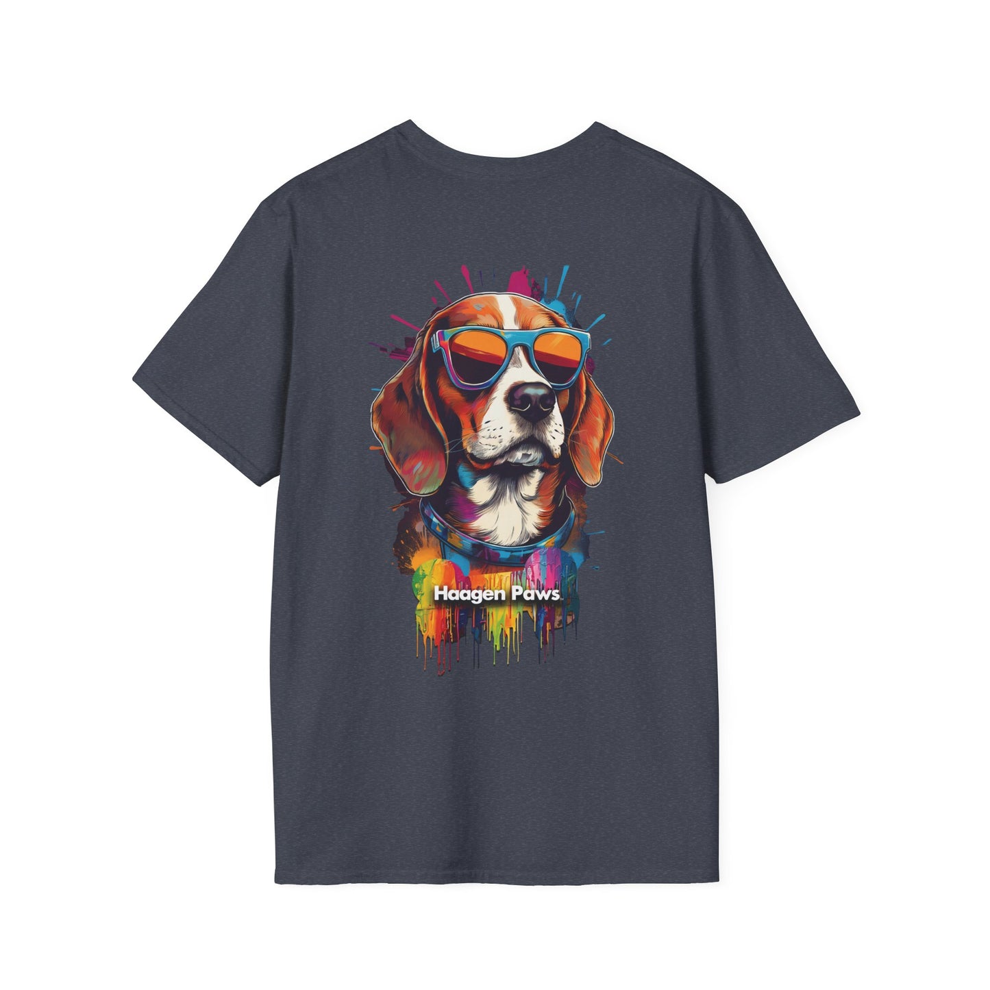 Beagle Wearing Sunglasses Short Sleeve Haagen-Paws Graffiti T-Shirt Heather Navy