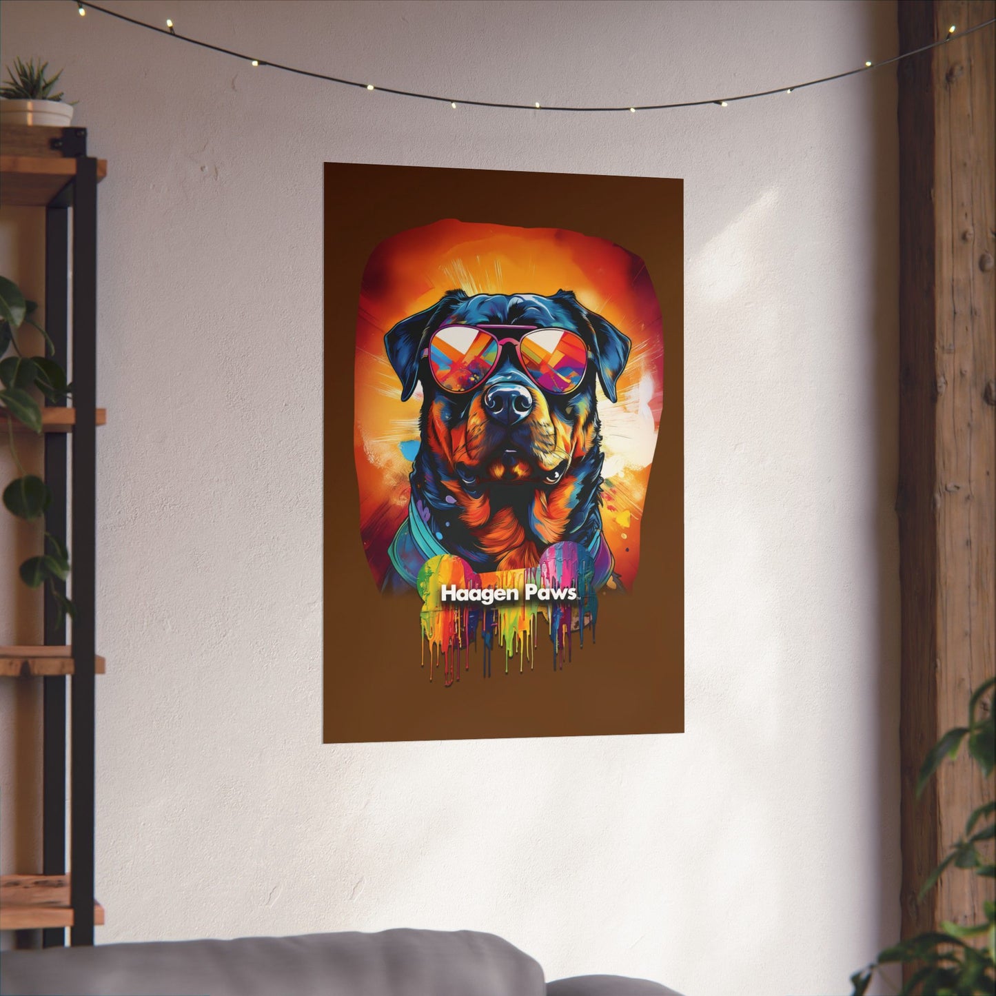 Rottweiler Wearing Sunglasses Haagen-Paws Graffiti Matte Vertical Posters