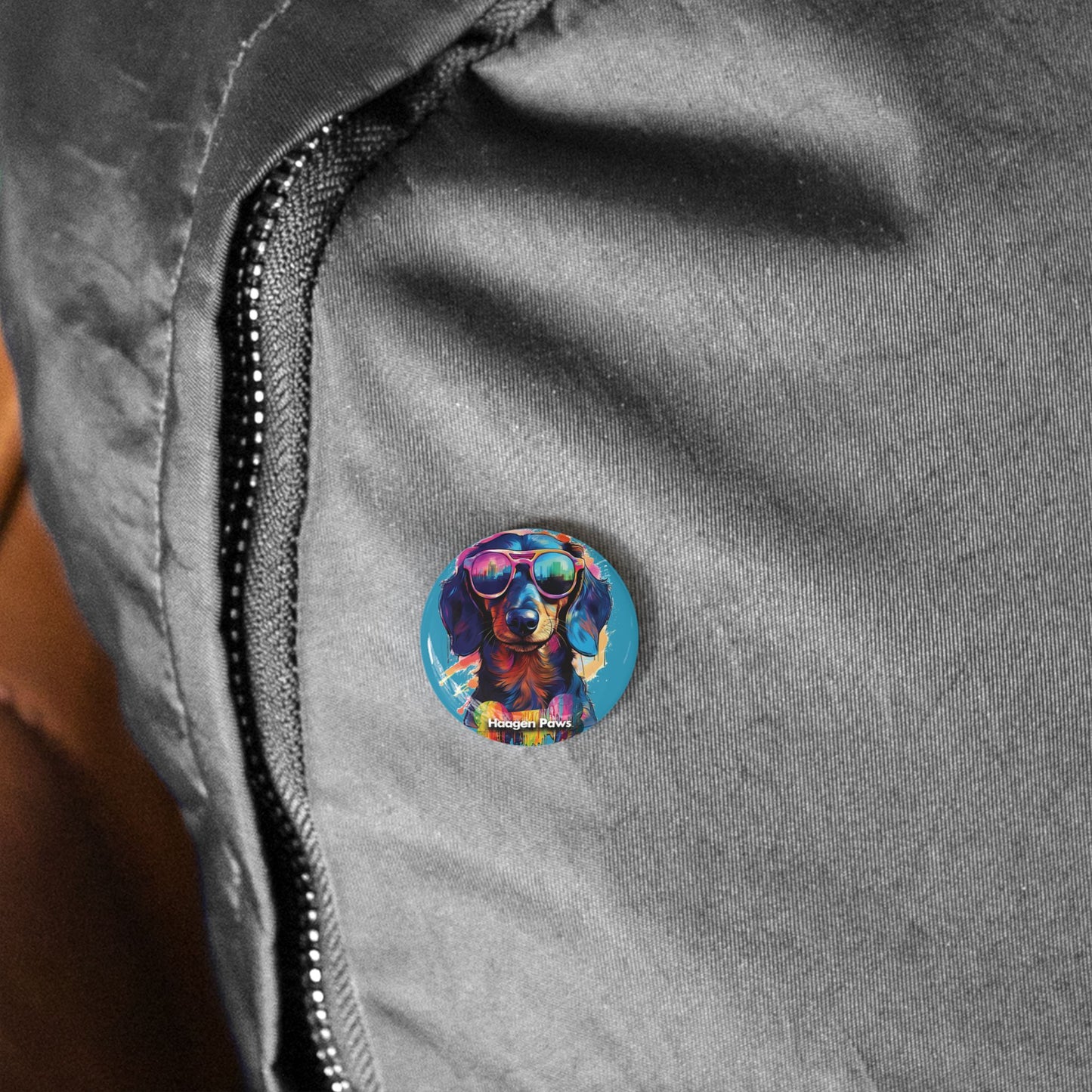Dachshund Wearing Sunglasses Haagen-Paws Graffiti Round Pins