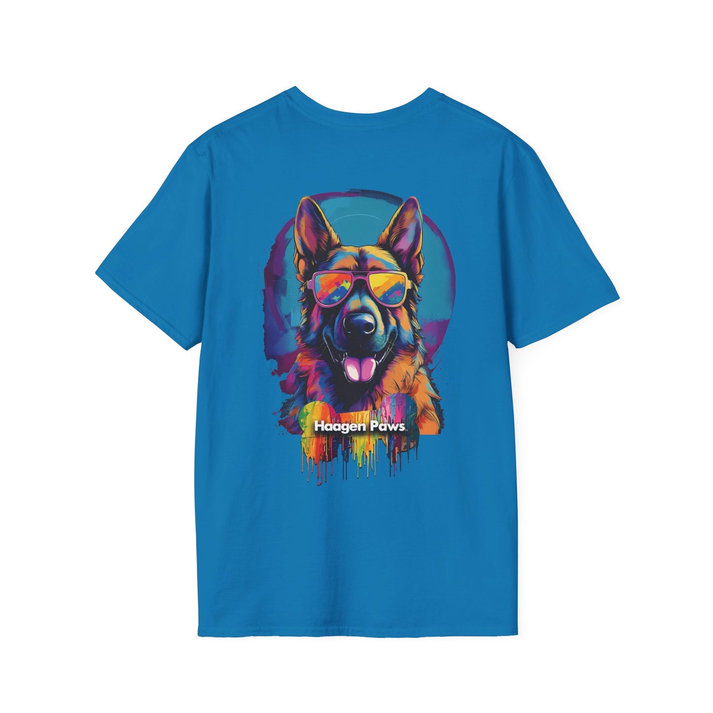 German Shepherd Wearing Sunglasses Short Sleeve Haagen-Paws Graffiti T-Shirt Sapphire
