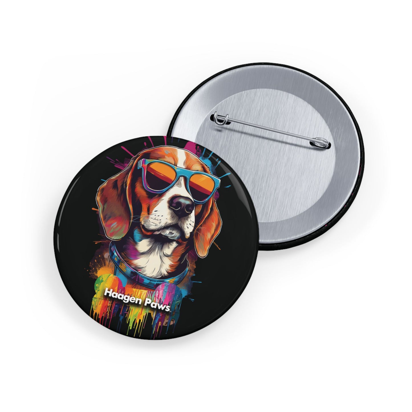 Beagle Wearing Sunglasses Haagen-Paws Graffiti Round Pins