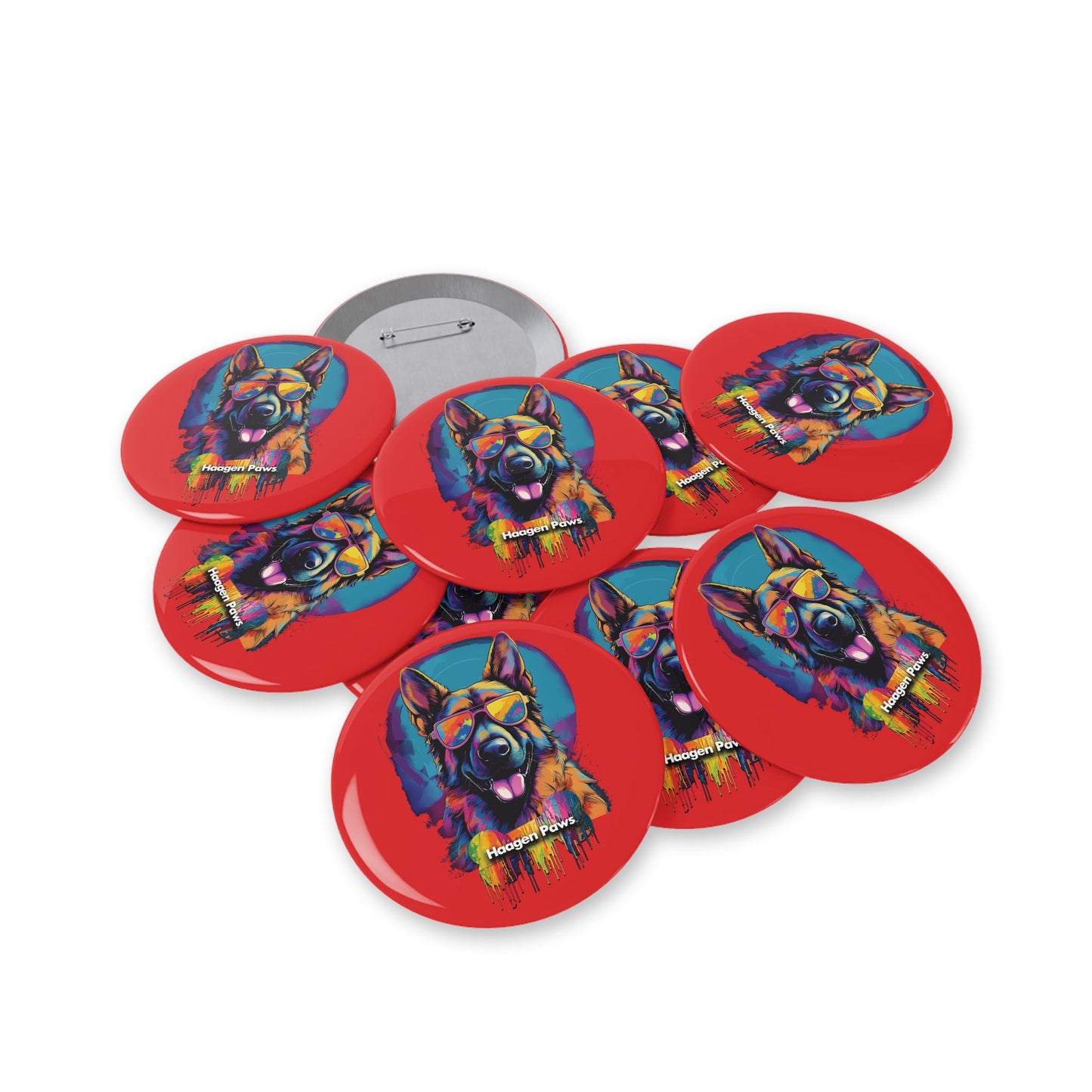 German Shepherd Wearing Sunglasses Haagen-Paws Graffiti Round Pins