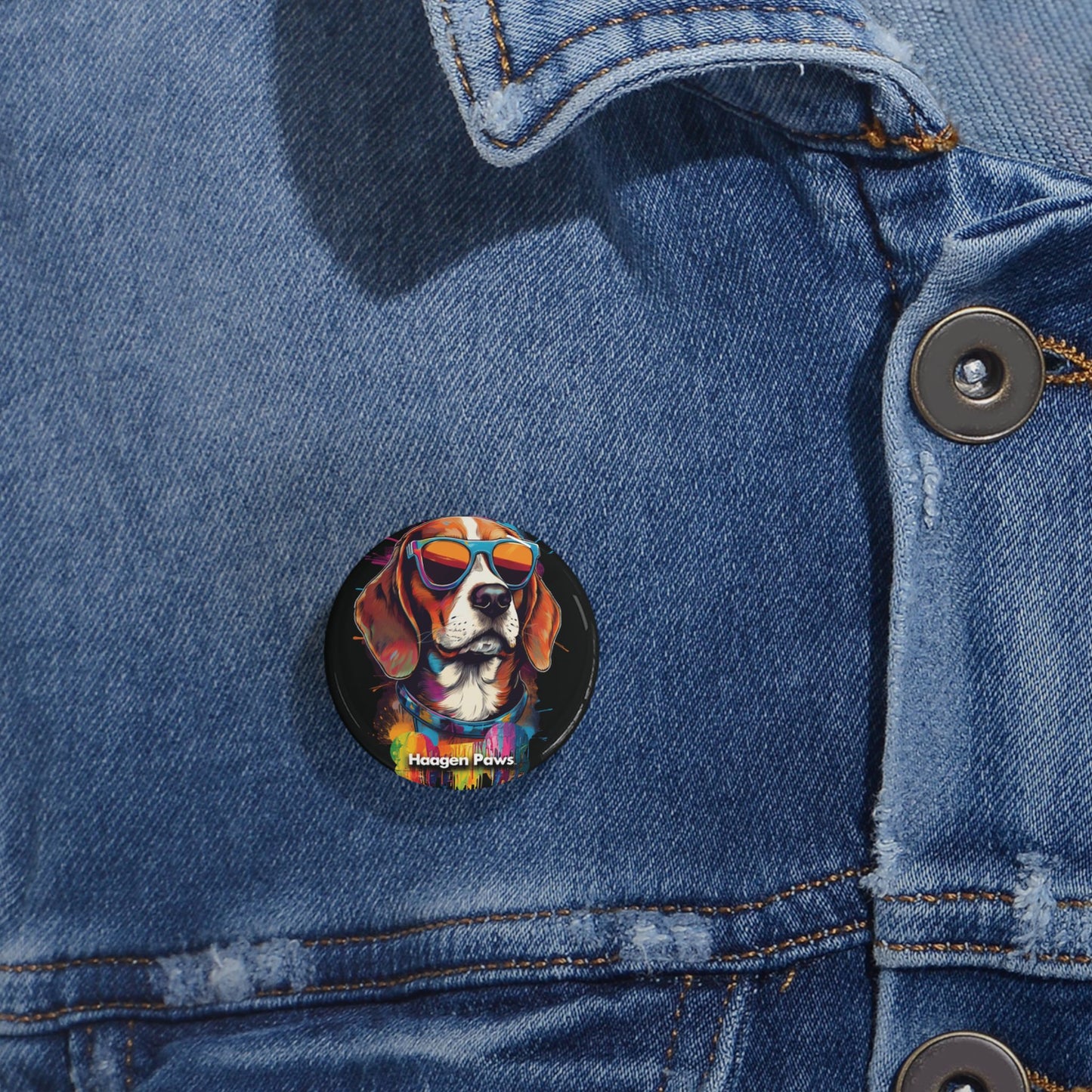 Beagle Wearing Sunglasses Haagen-Paws Graffiti Round Pins