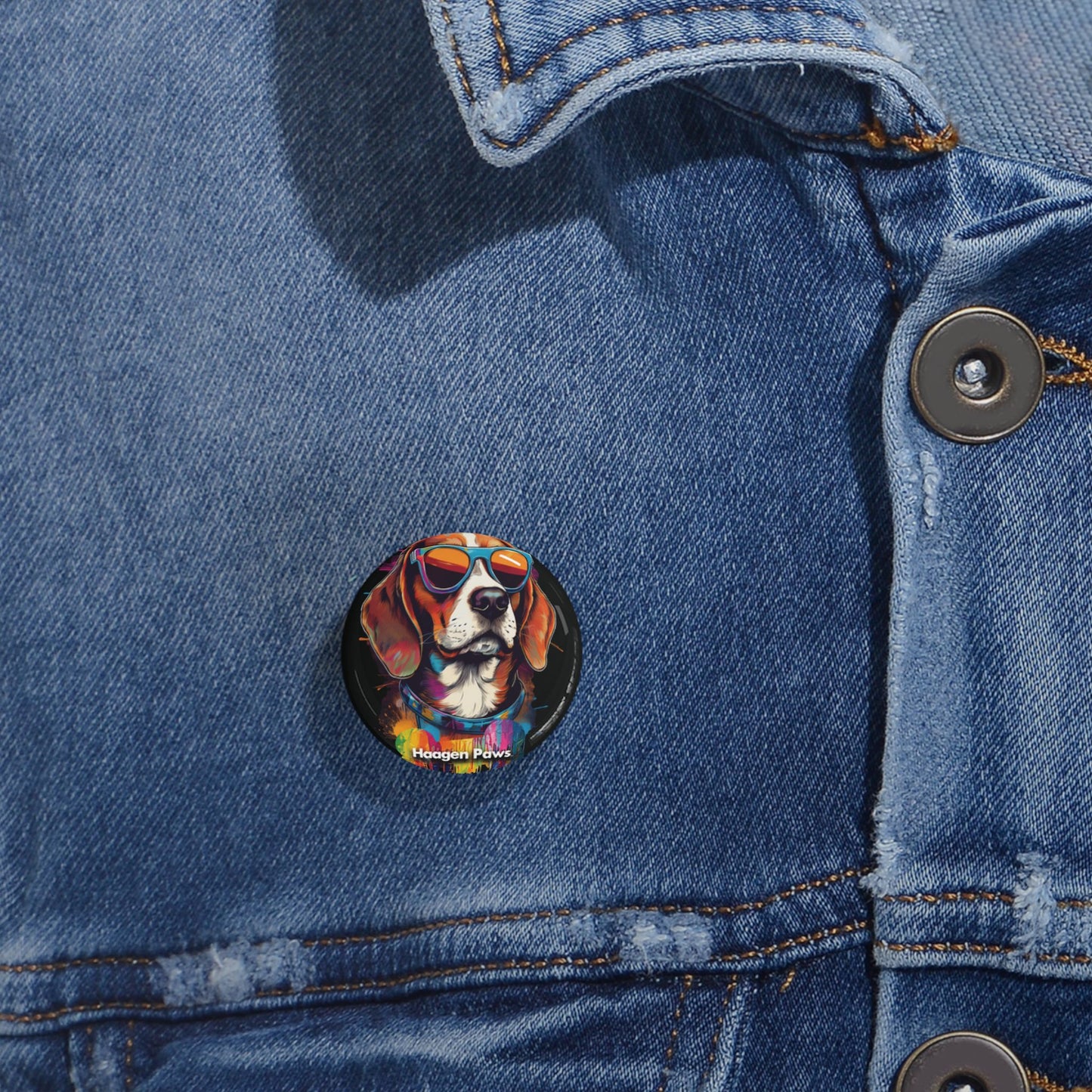 Beagle Wearing Sunglasses Haagen-Paws Graffiti Round Pins