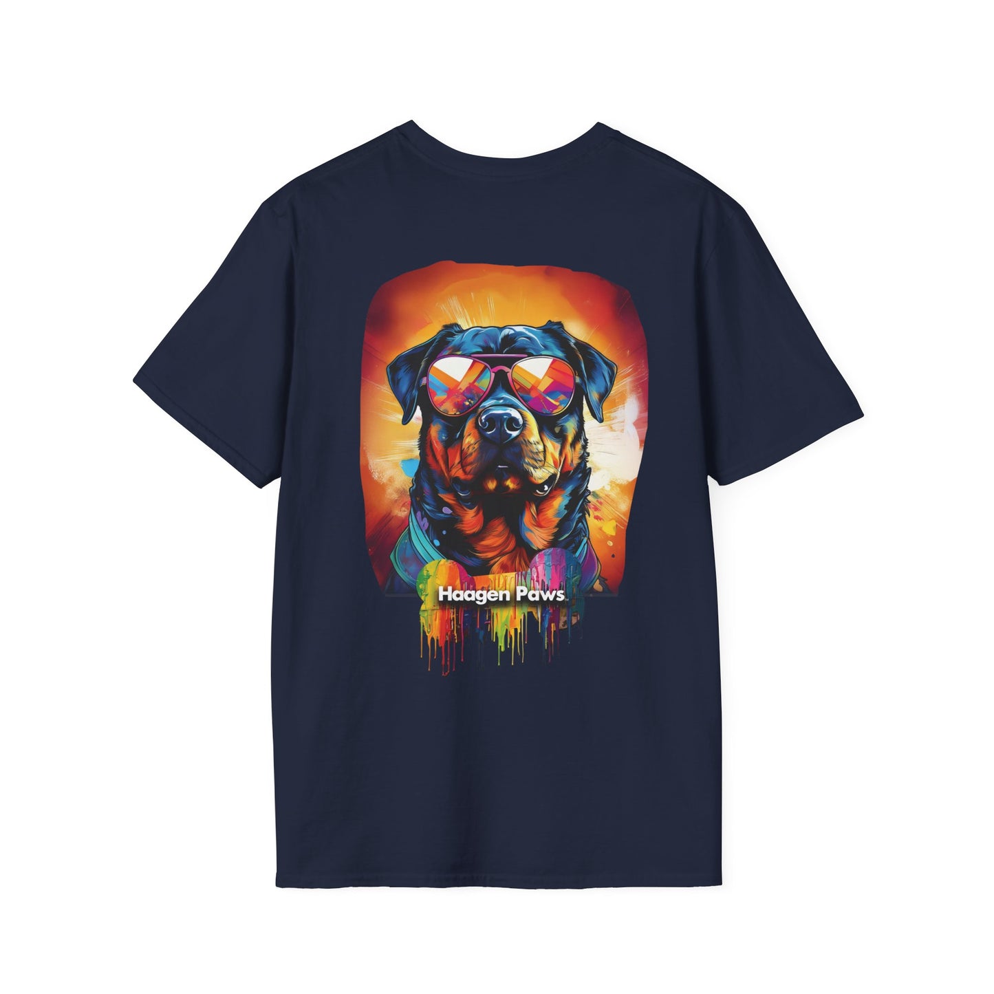 Rottweiler Wearing Sunglasses Short Sleeve Haagen-Paws Graffiti T-Shirt Navy