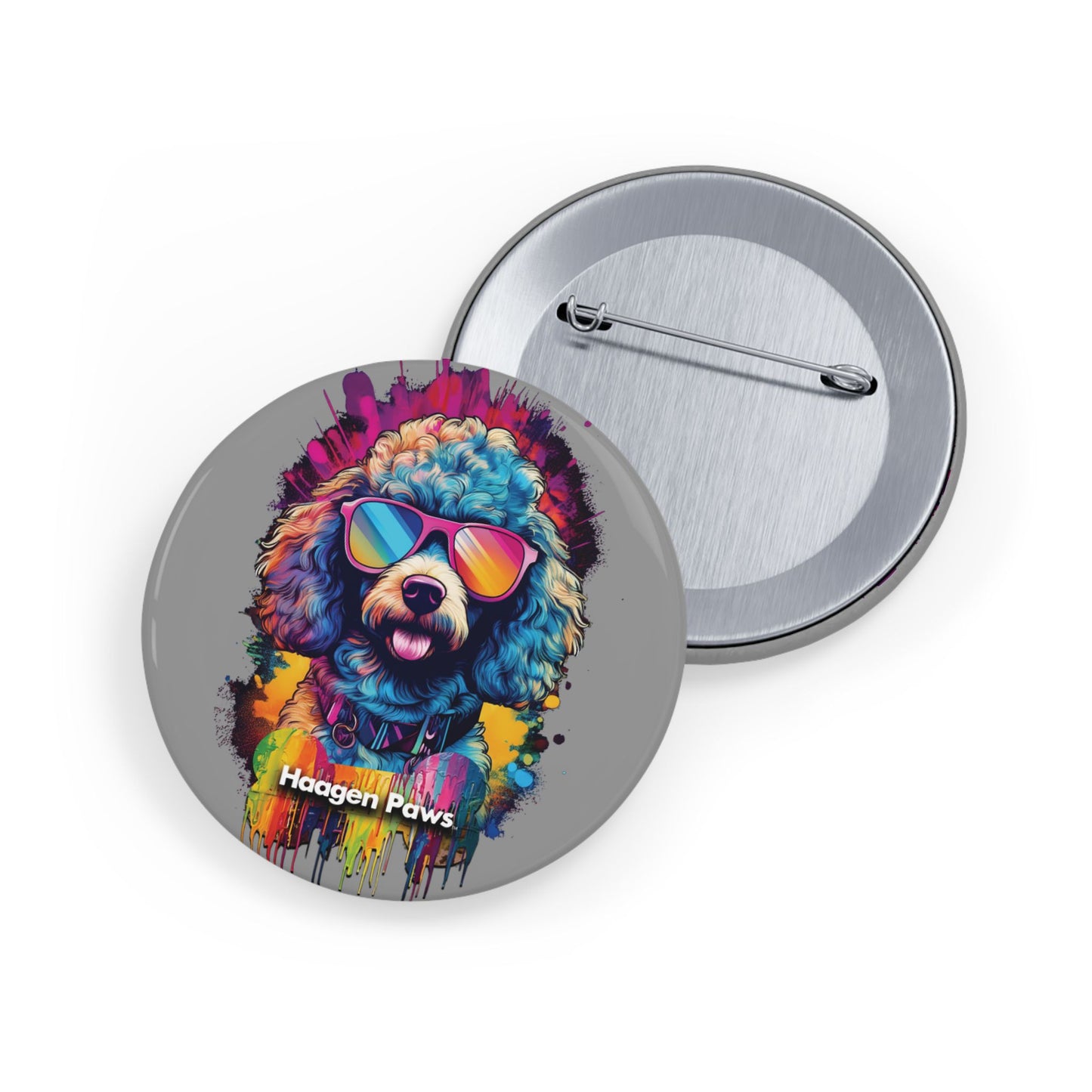 Poodle Wearing Sunglasses Haagen-Paws Graffiti Round Pins