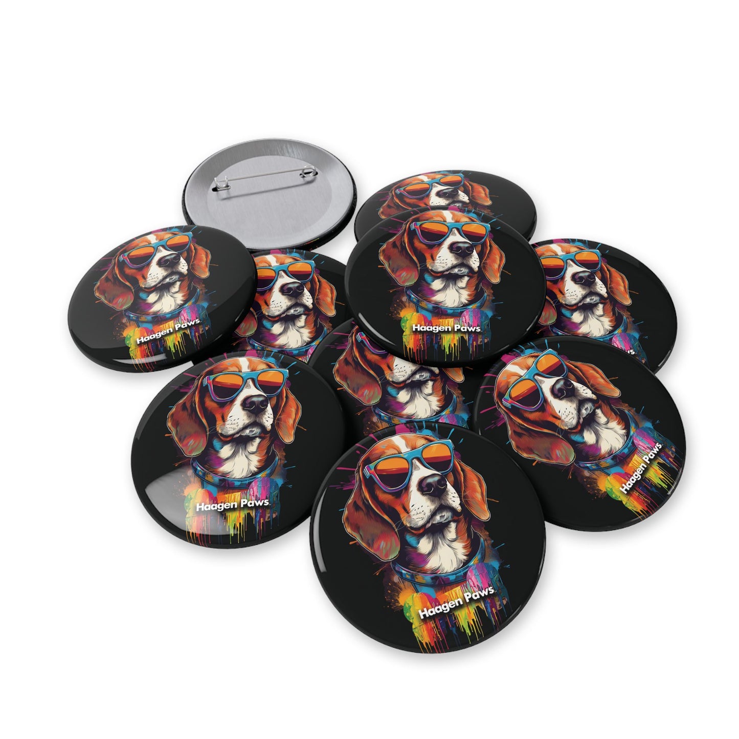 Beagle Wearing Sunglasses Haagen-Paws Graffiti Round Pins