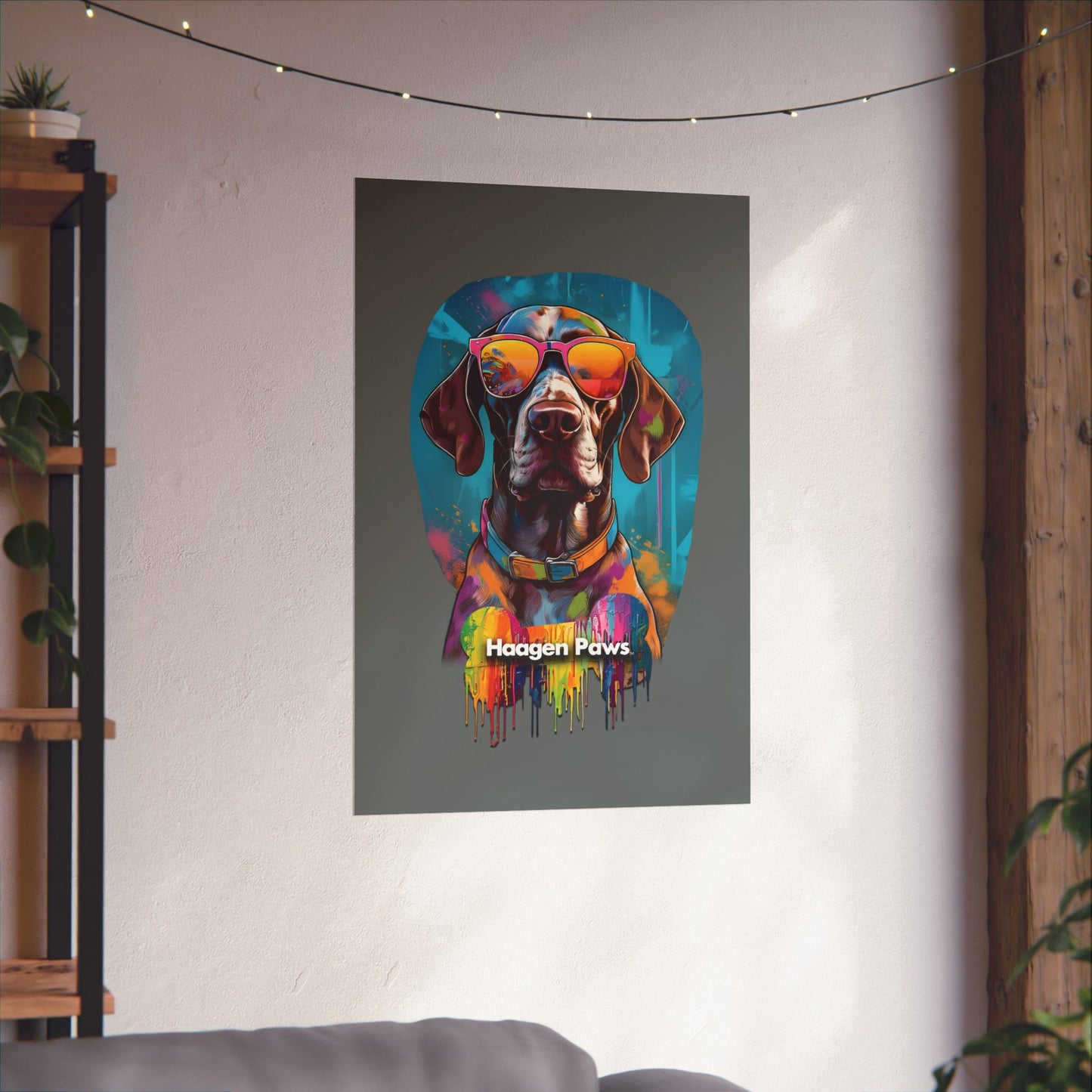 German Shorthaired Pointer Wearing Sunglasses Haagen-Paws Graffiti Matte Vertical Posters