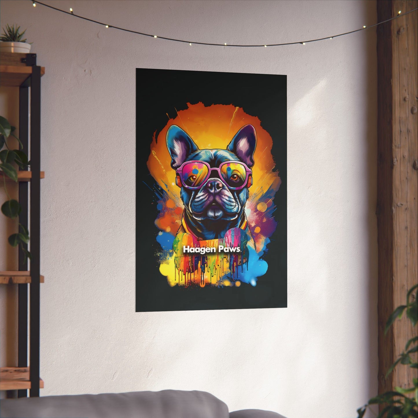 Frenchie Wearing Sunglasses Haagen-Paws Graffiti Matte Vertical Posters