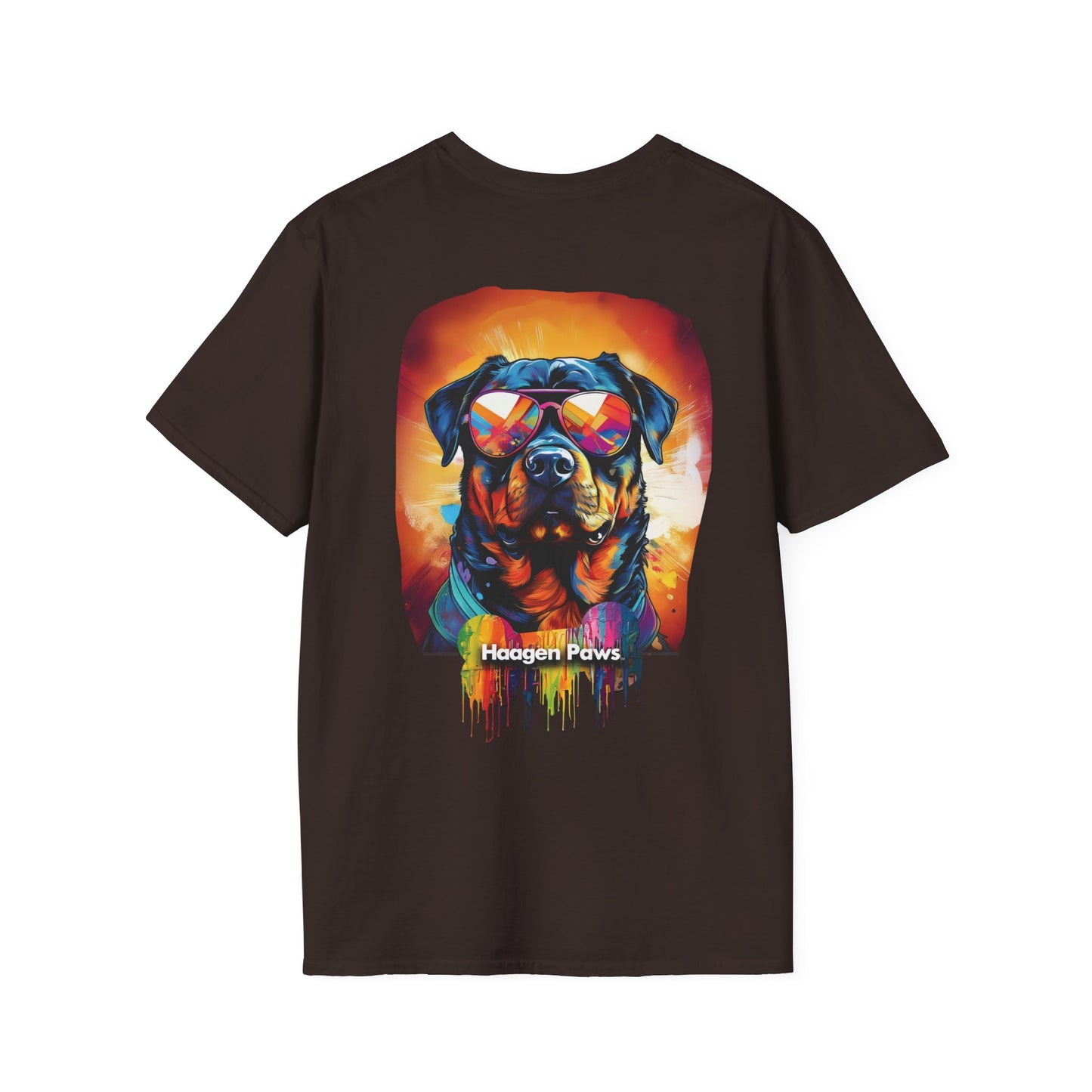 Rottweiler Wearing Sunglasses Short Sleeve Haagen-Paws Graffiti T-Shirt Dark Chocolate