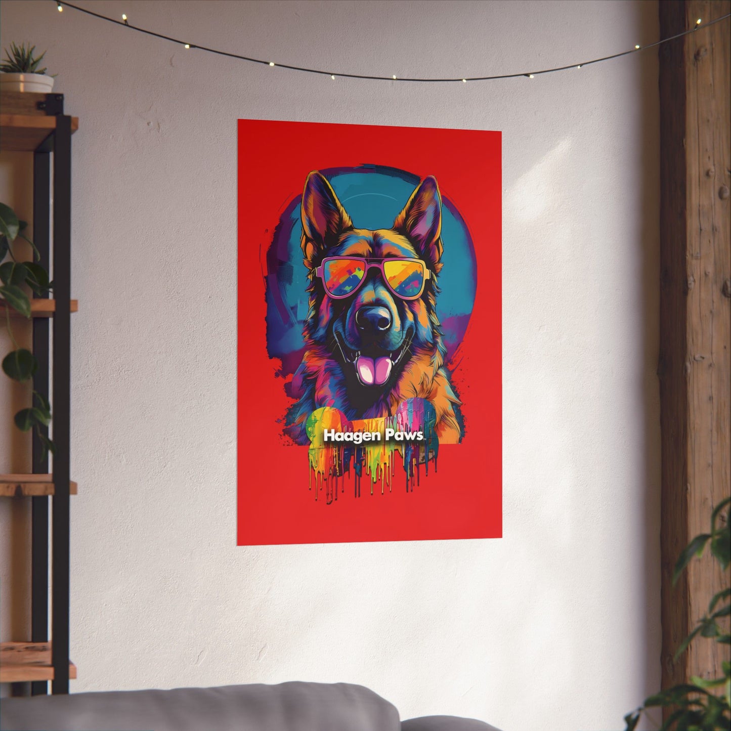 German Shepherd Wearing Sunglasses Haagen-Paws Graffiti Matte Vertical Posters