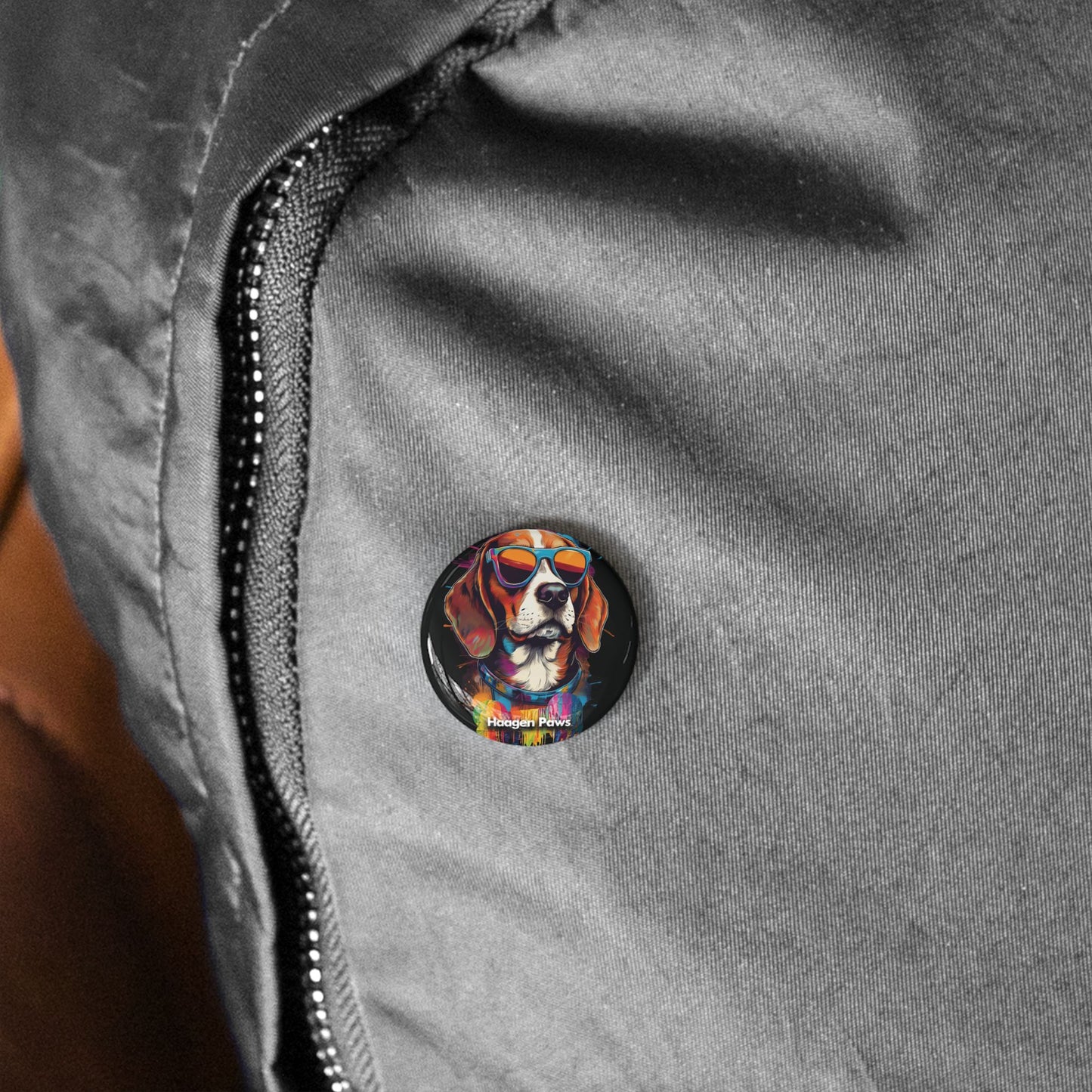 Beagle Wearing Sunglasses Haagen-Paws Graffiti Round Pins