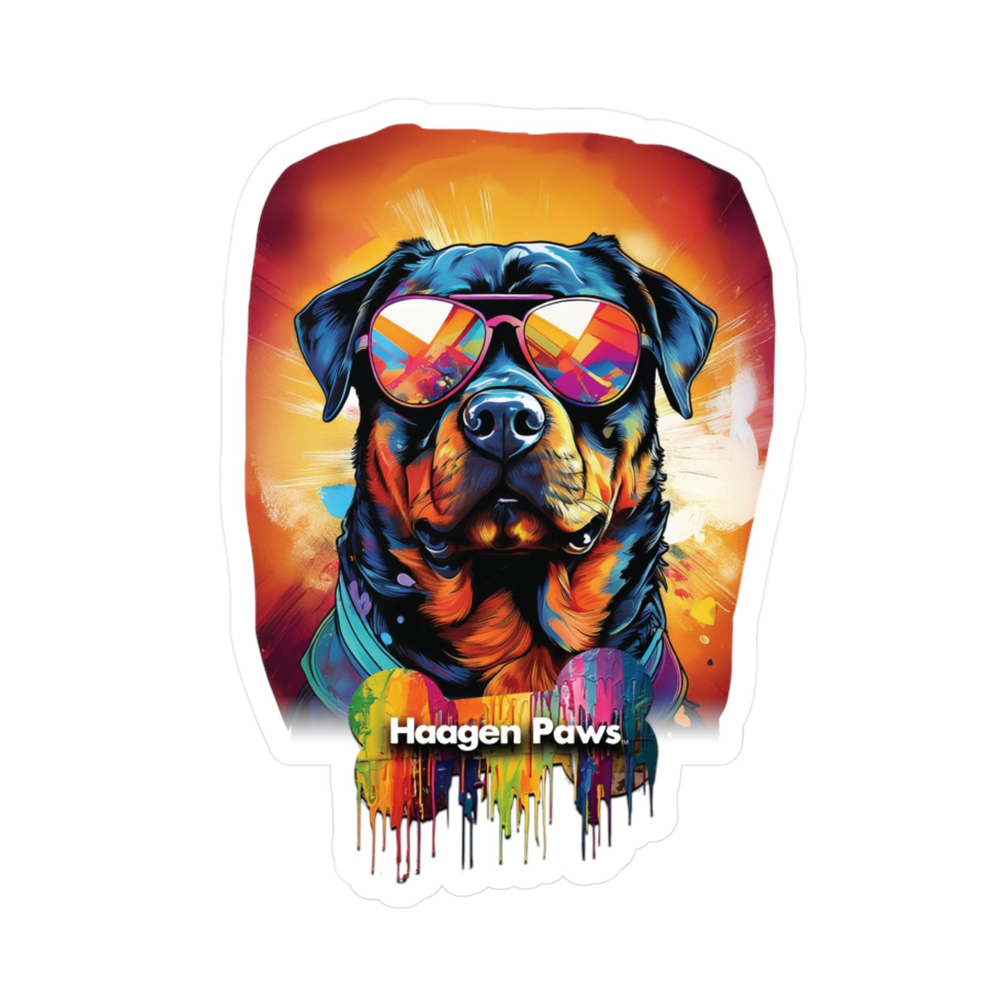 Rottweiler Wearing Sunglasses Haagen-Paws Graffiti Vinyl Decals