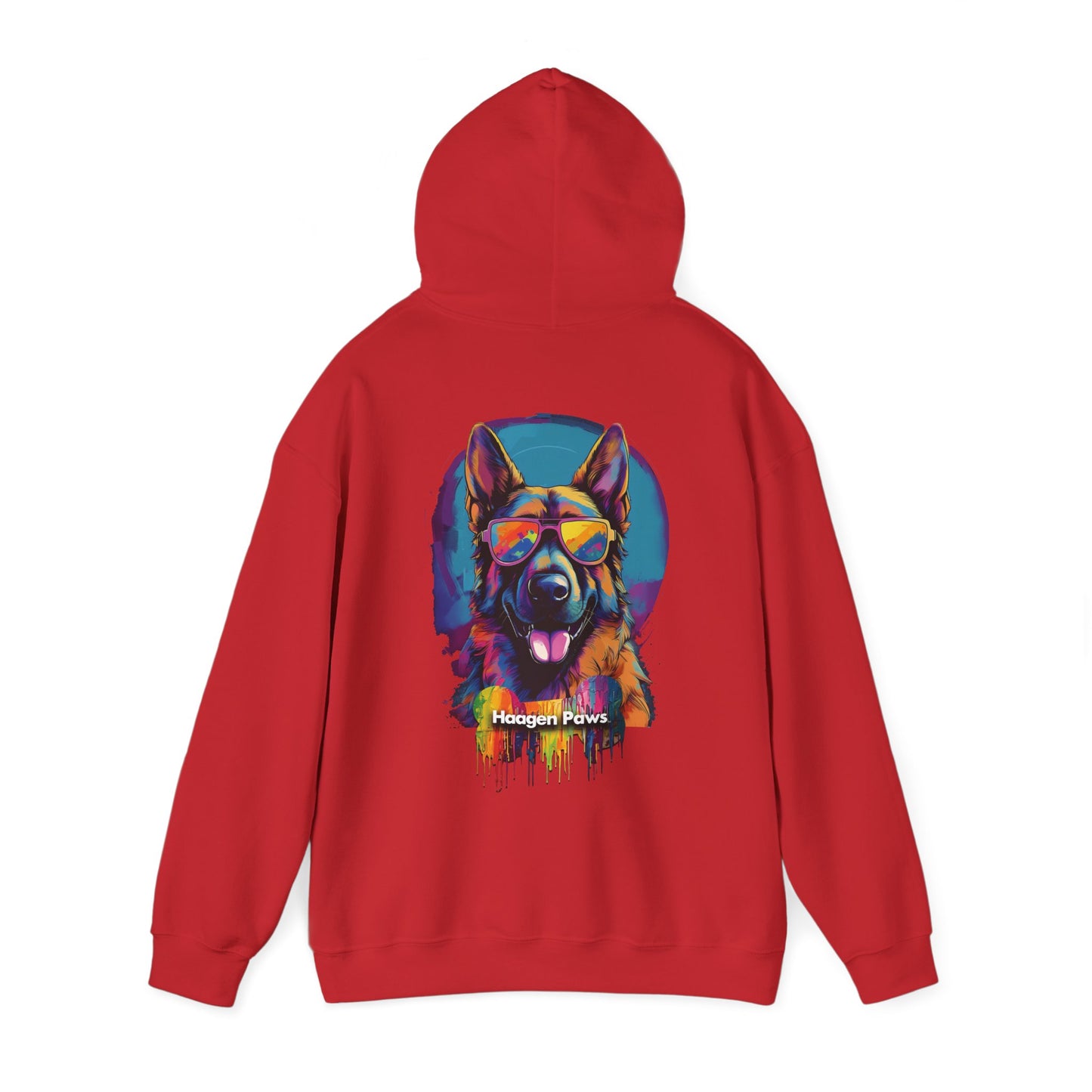 German Shepherd Wearing Sunglasses Haagen-Paws Graffiti Unisex Heavy Blend™ Hooded Sweatshirt