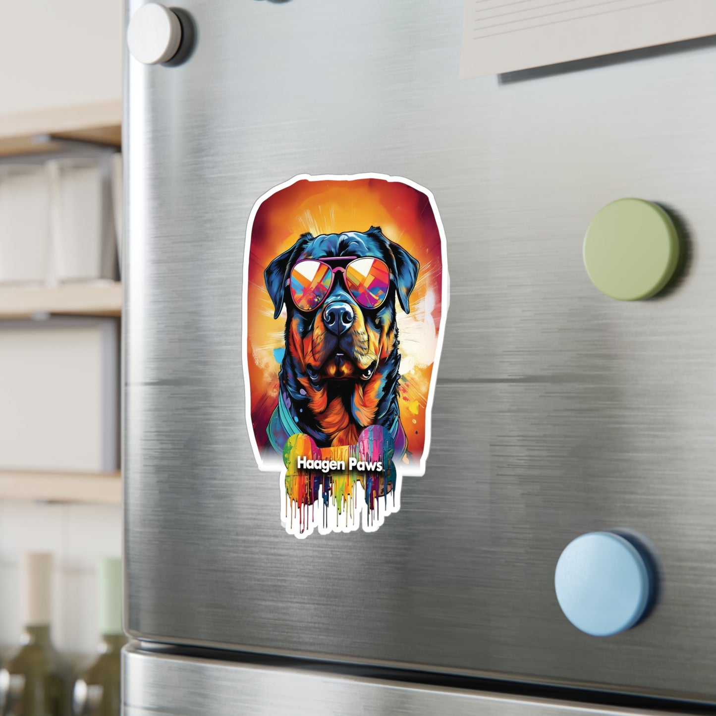 Rottweiler Wearing Sunglasses Haagen-Paws Graffiti Vinyl Decals