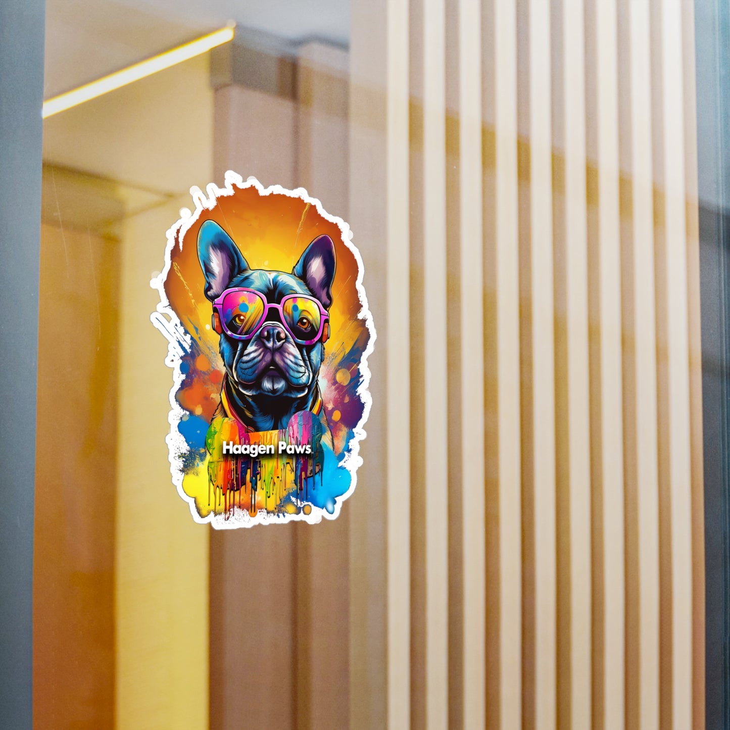 Frenchie Wearing Sunglasses Haagen-Paws Graffiti Vinyl Decals