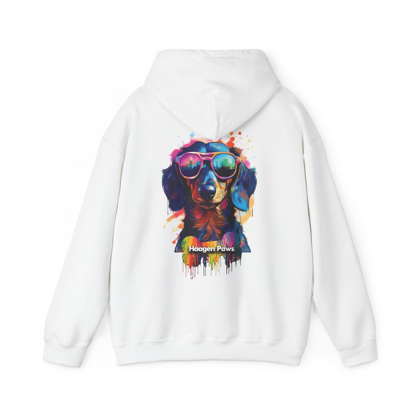 Dachshund Wearing Sunglasses Haagen-Paws Graffiti Unisex Heavy Blend™ Hooded Sweatshirt