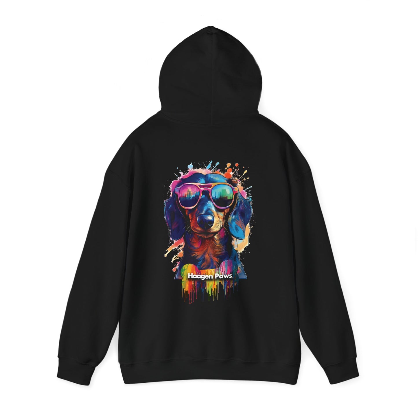 Dachshund Wearing Sunglasses Haagen-Paws Graffiti Unisex Heavy Blend™ Hooded Sweatshirt
