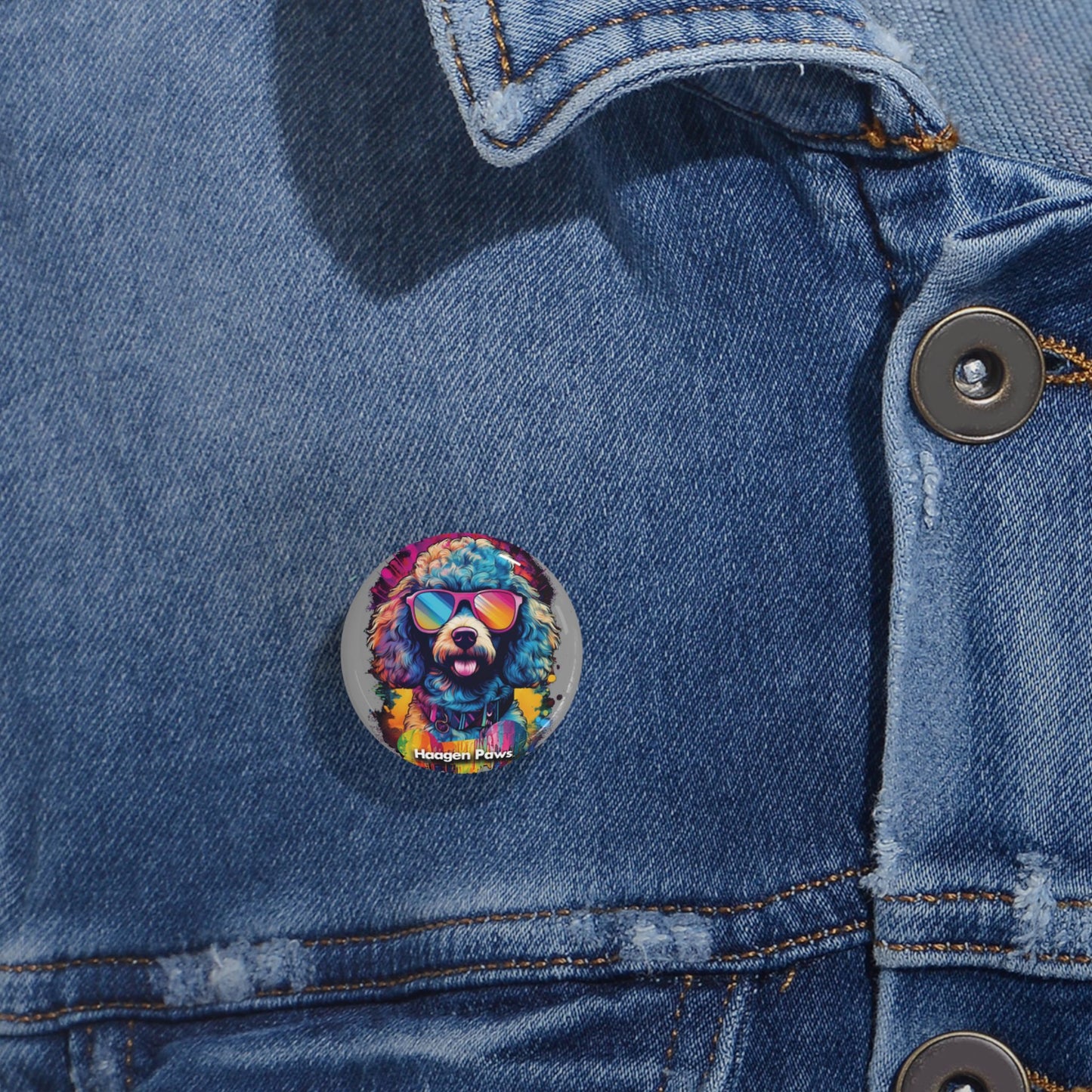 Poodle Wearing Sunglasses Haagen-Paws Graffiti Round Pins