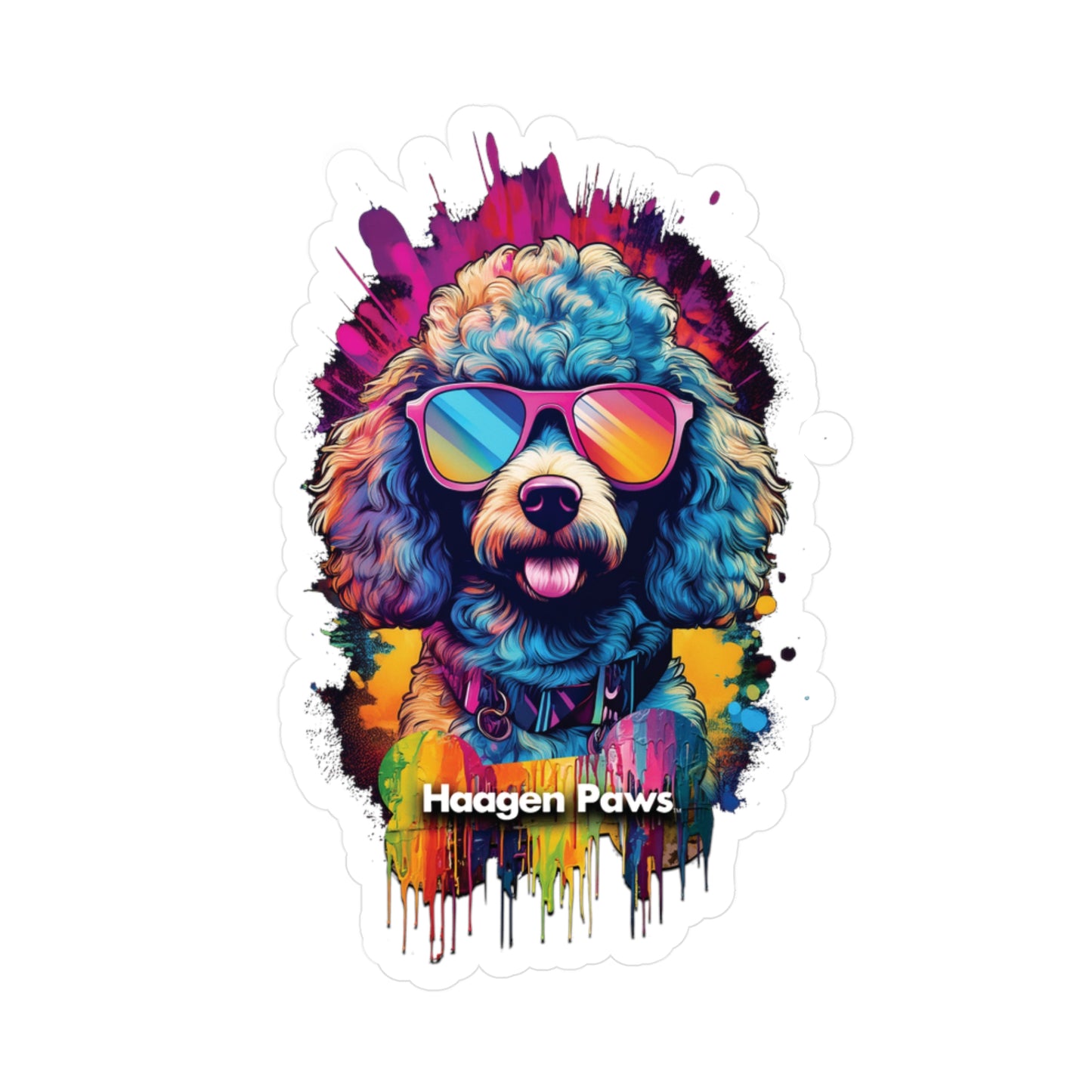 Poodle Wearing Sunglasses Haagen-Paws Graffiti Vinyl Decals