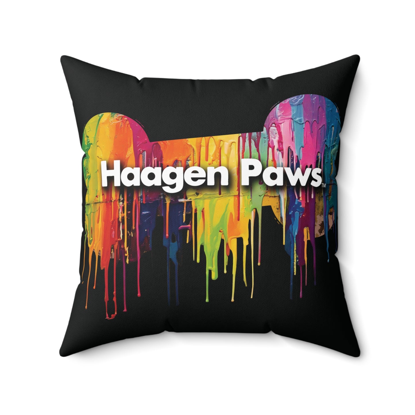 Frenchie Wearing Sunglasses Haagen-Paws Graffiti Spun Polyester Square Pillow