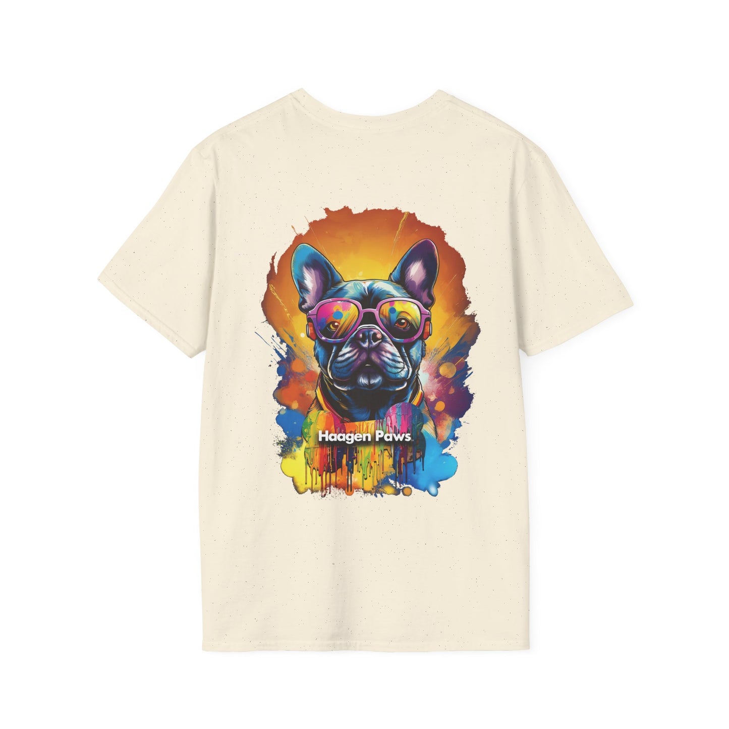 Frenchie Wearing Sunglasses Short Sleeve Haagen-Paws Graffiti T-Shirt