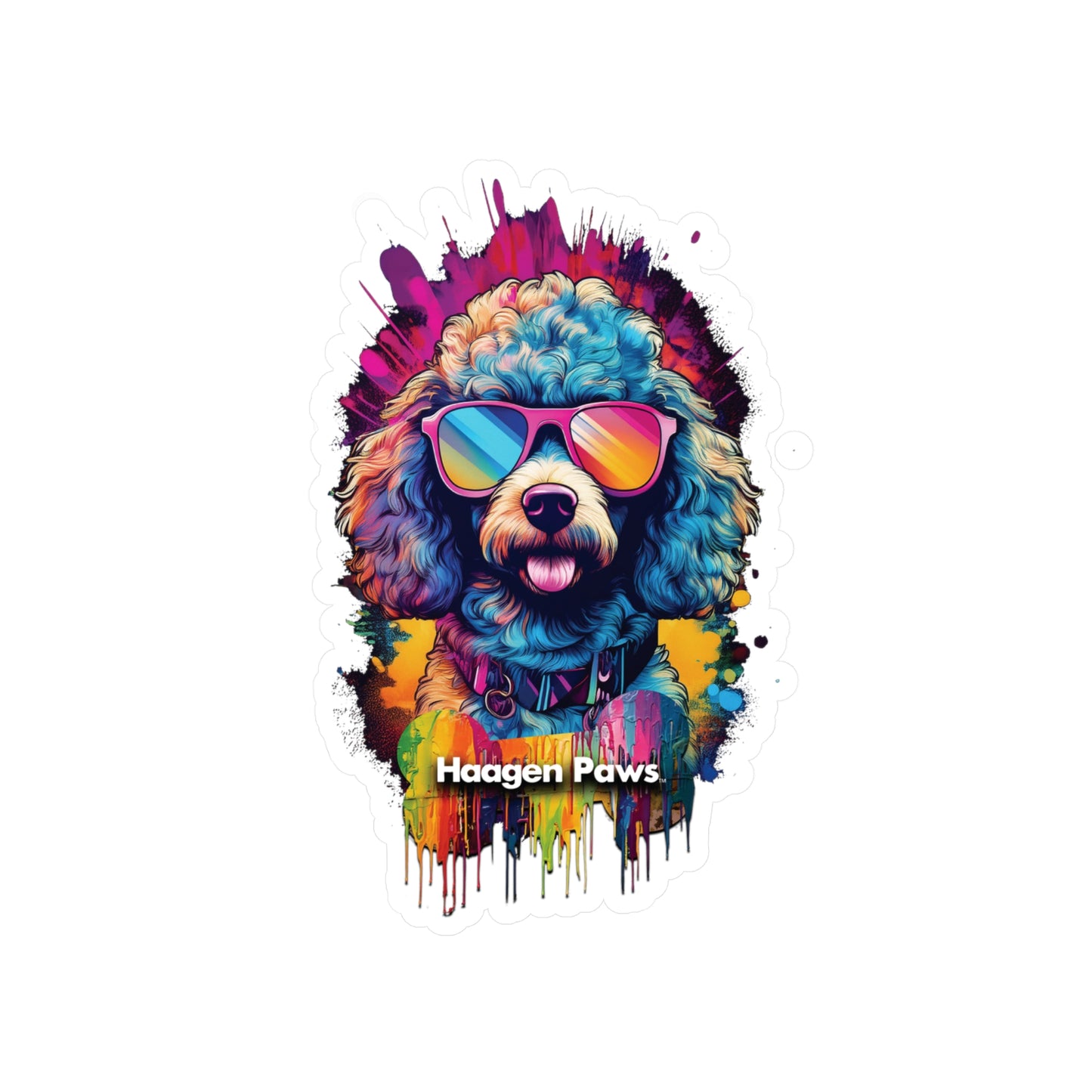 Poodle Wearing Sunglasses Haagen-Paws Graffiti Vinyl Decals