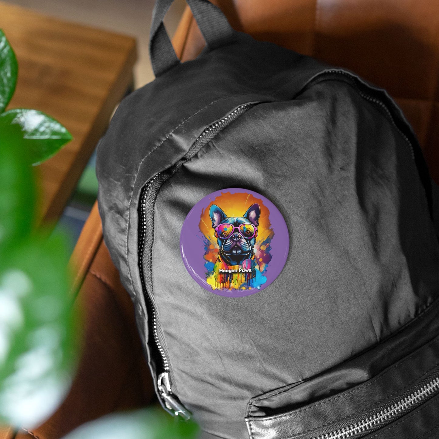 Frenchie Wearing Sunglasses Haagen-Paws Graffiti Round Pins