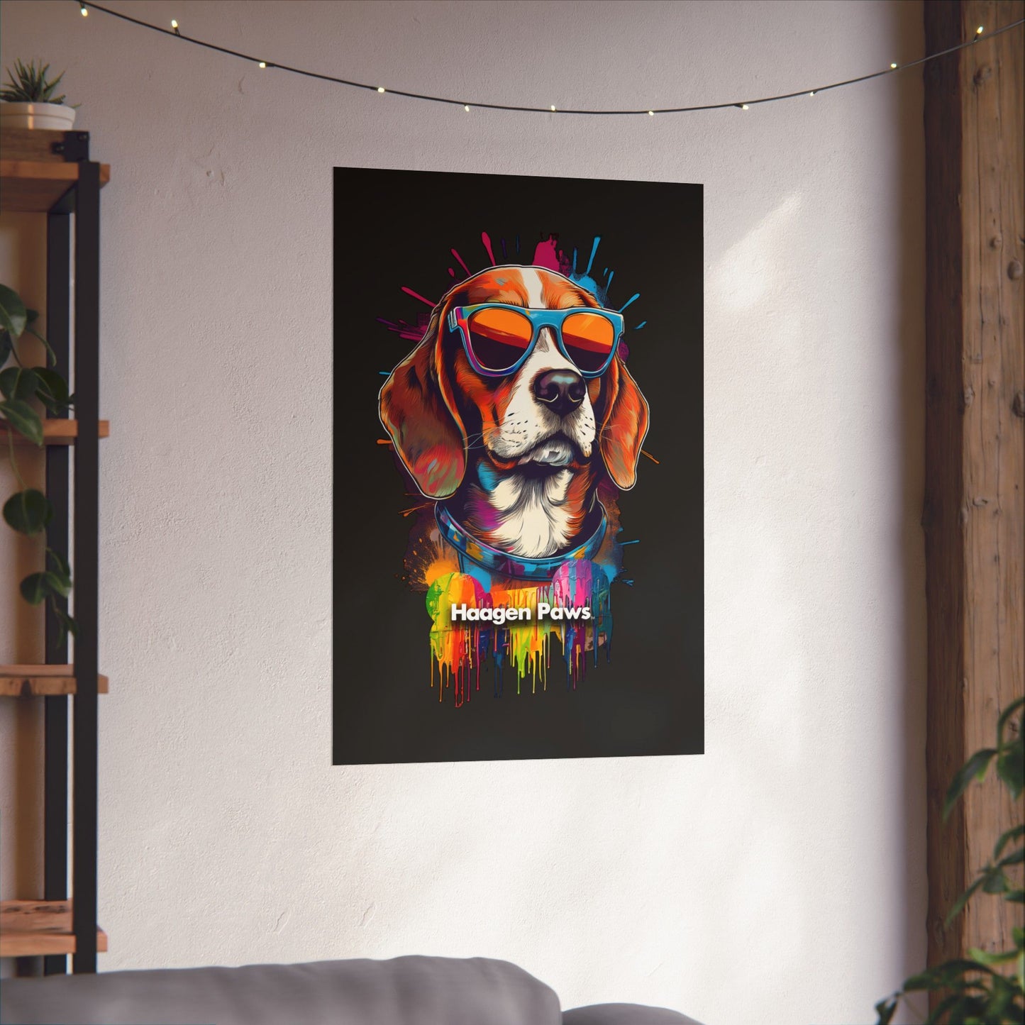 Beagle Wearing Sunglasses Haagen-Paws Graffiti Matte Vertical Posters