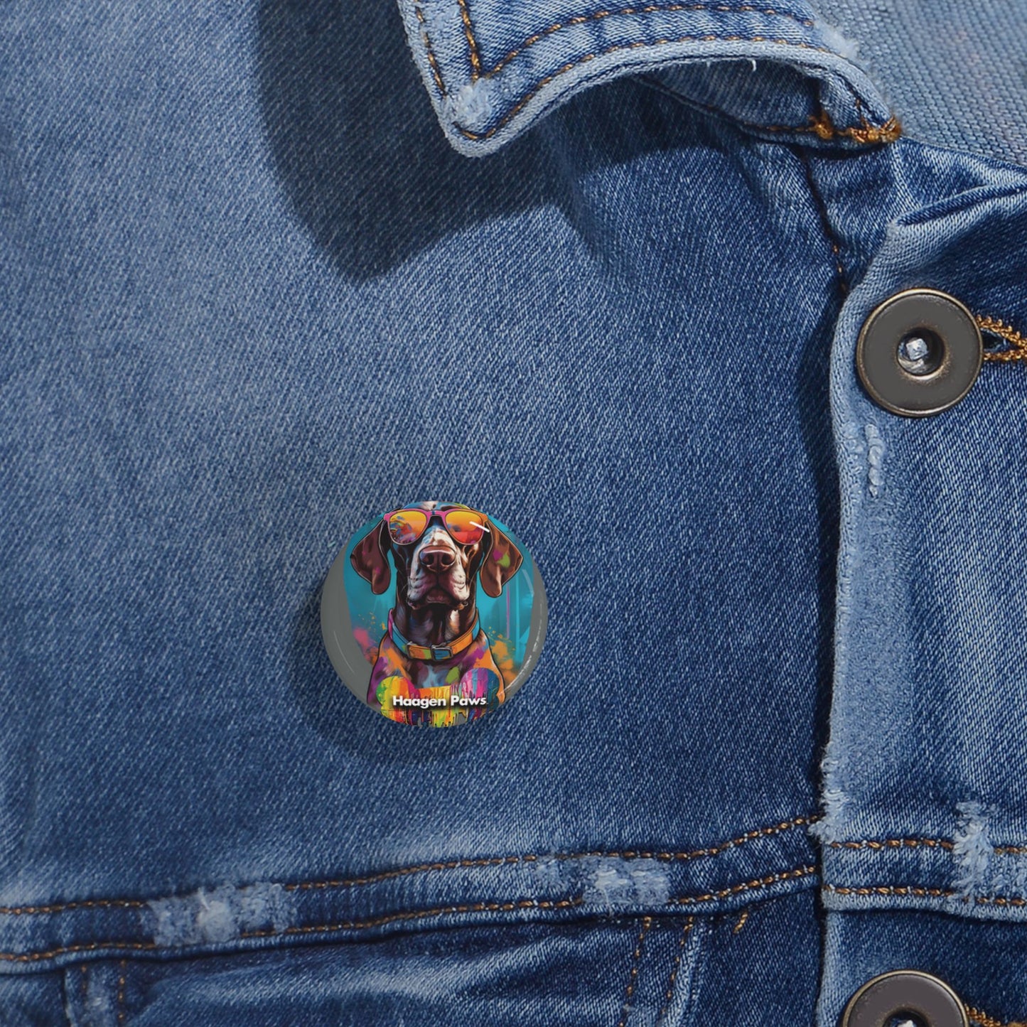German Shorthaired Pointer Wearing Sunglasses Haagen-Paws Graffiti Round Pins
