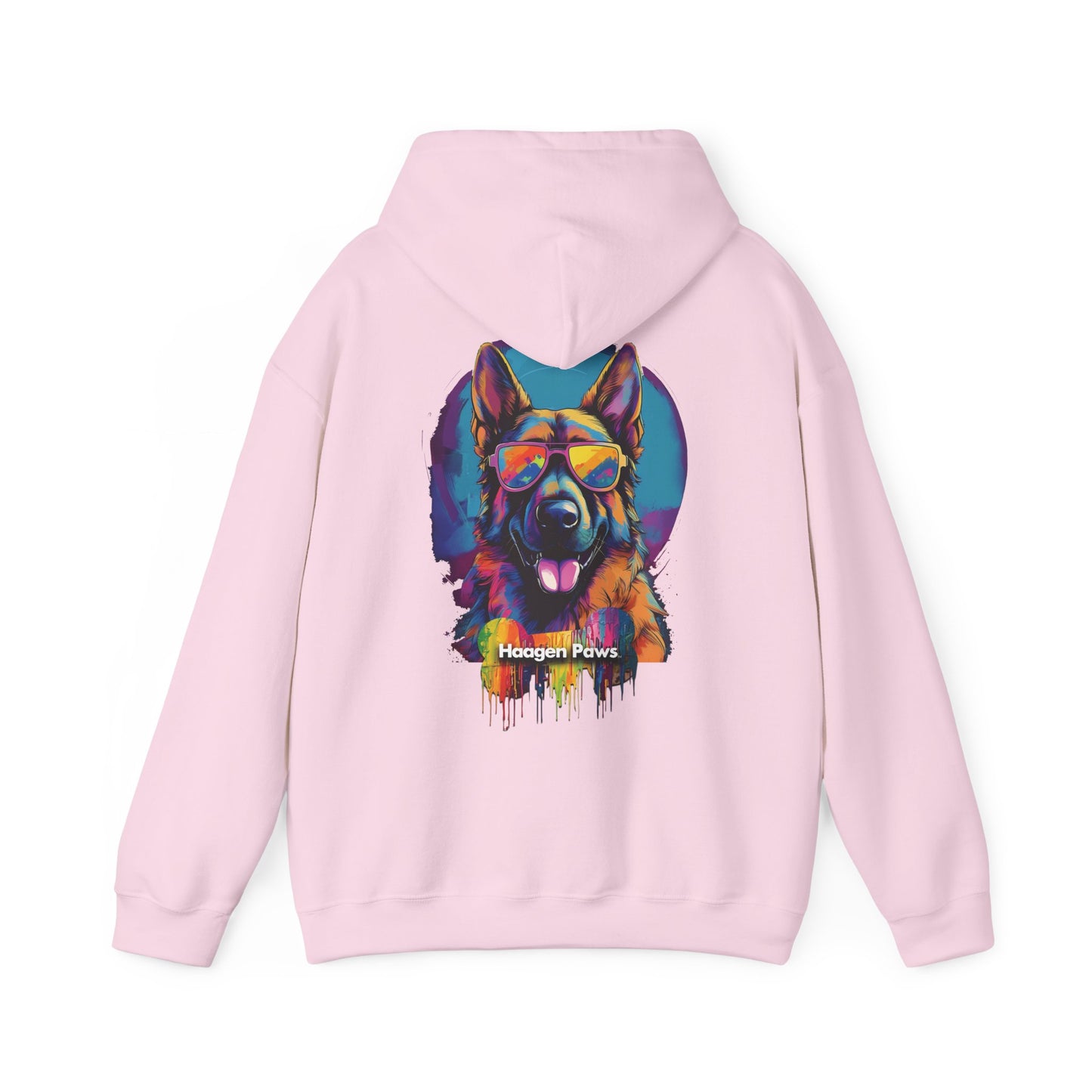 German Shepherd Wearing Sunglasses Haagen-Paws Graffiti Unisex Heavy Blend™ Hooded Sweatshirt