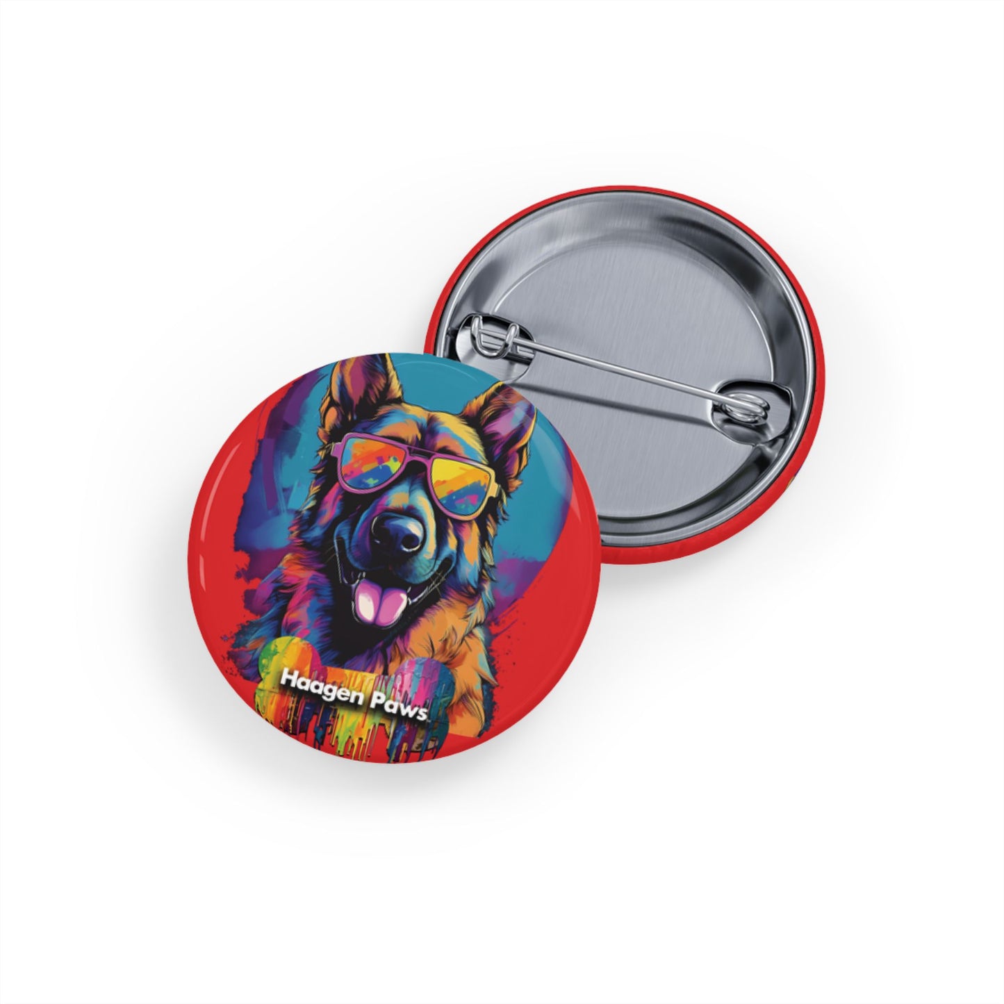 German Shepherd Wearing Sunglasses Haagen-Paws Graffiti Round Pins