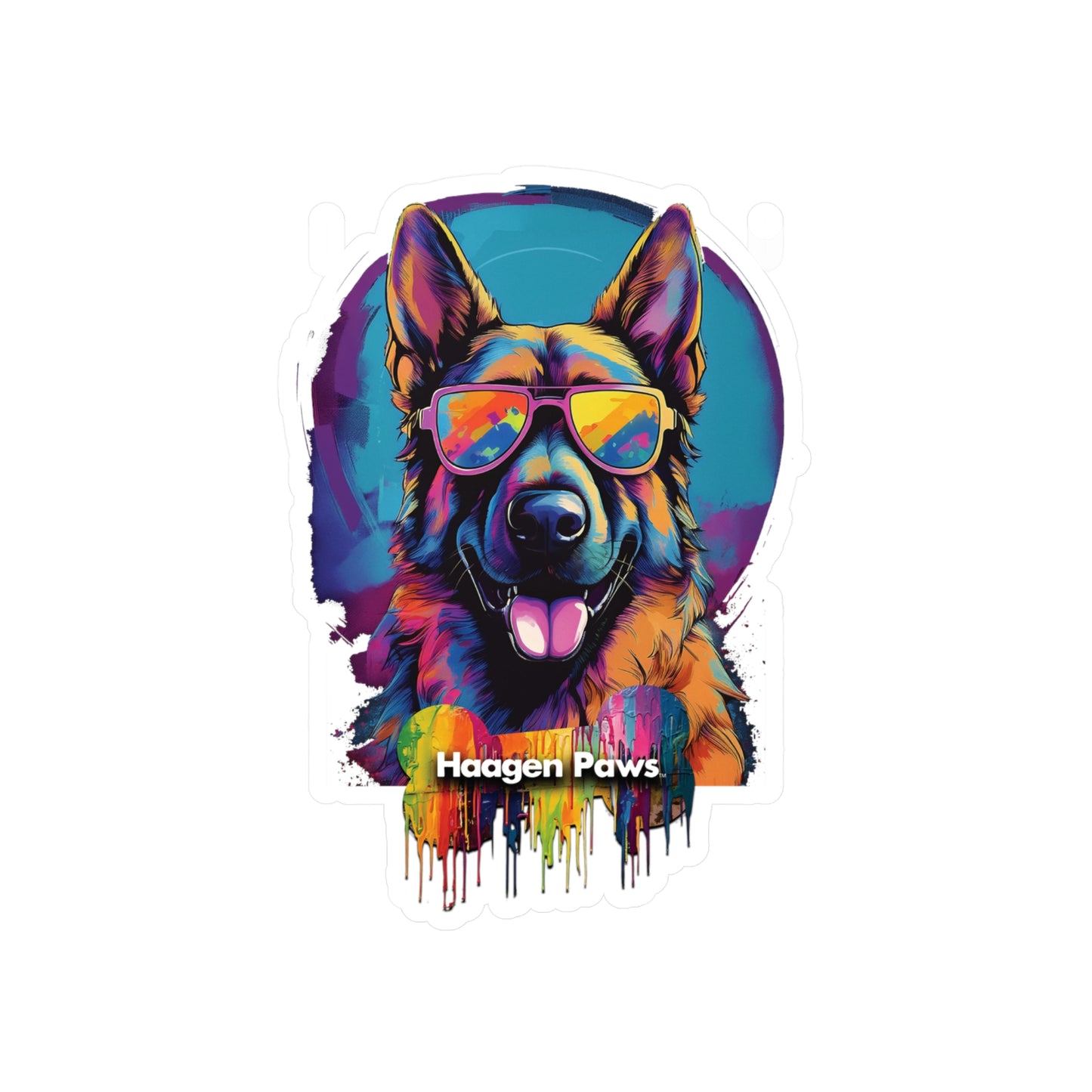 German Shepherd Wearing Sunglasses Haagen-Paws Graffiti Vinyl Decals