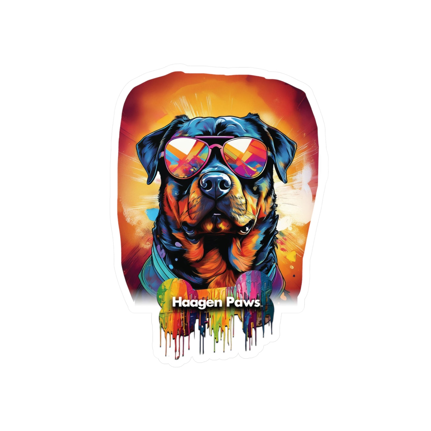 Rottweiler Wearing Sunglasses Haagen-Paws Graffiti Vinyl Decals