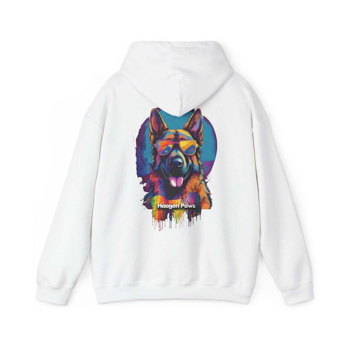 German Shepherd Wearing Sunglasses Haagen-Paws Graffiti Unisex Heavy Blend™ Hooded Sweatshirt