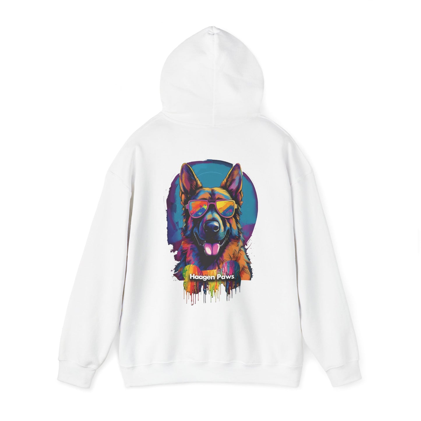 German Shepherd Wearing Sunglasses Haagen-Paws Graffiti Unisex Heavy Blend™ Hooded Sweatshirt