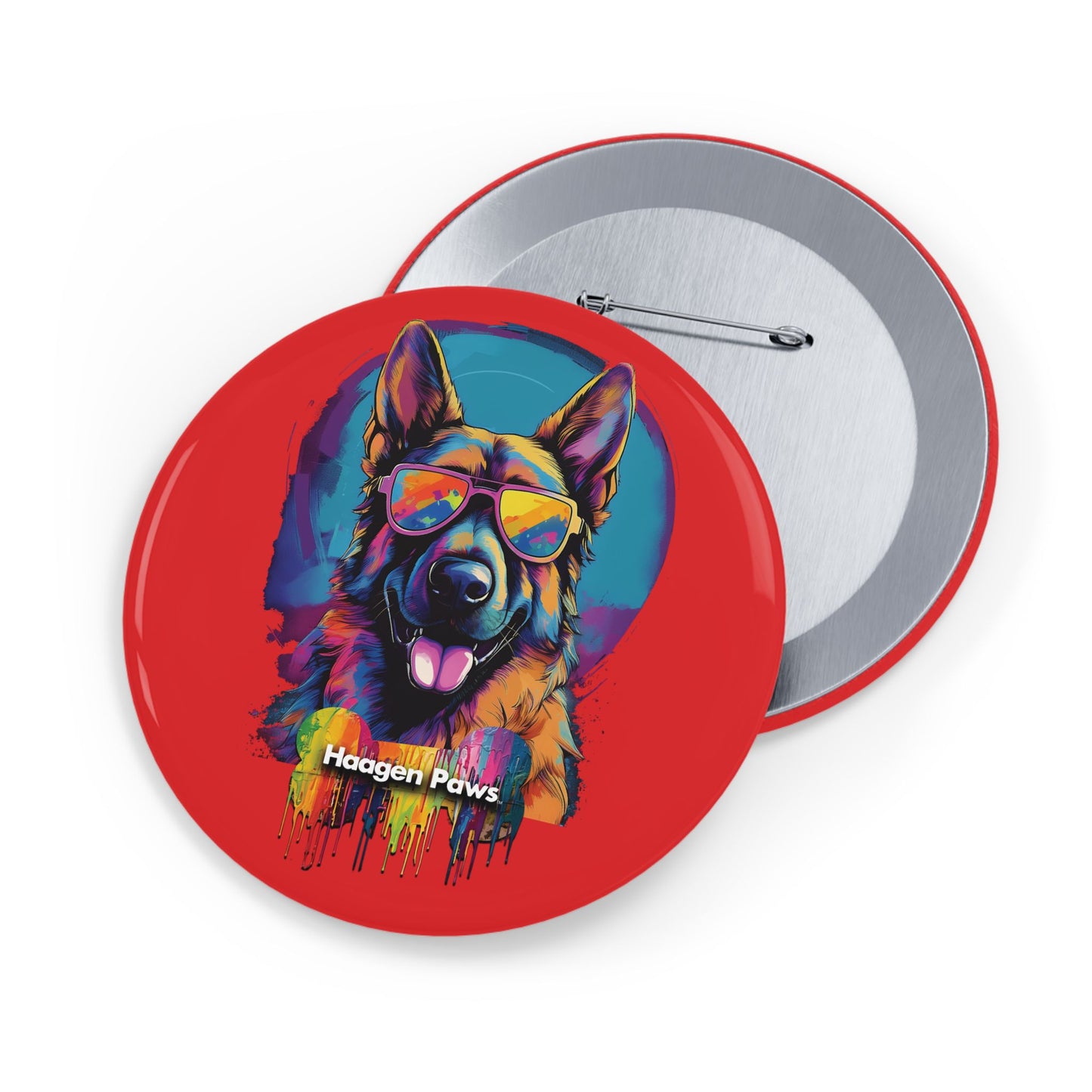 German Shepherd Wearing Sunglasses Haagen-Paws Graffiti Round Pins