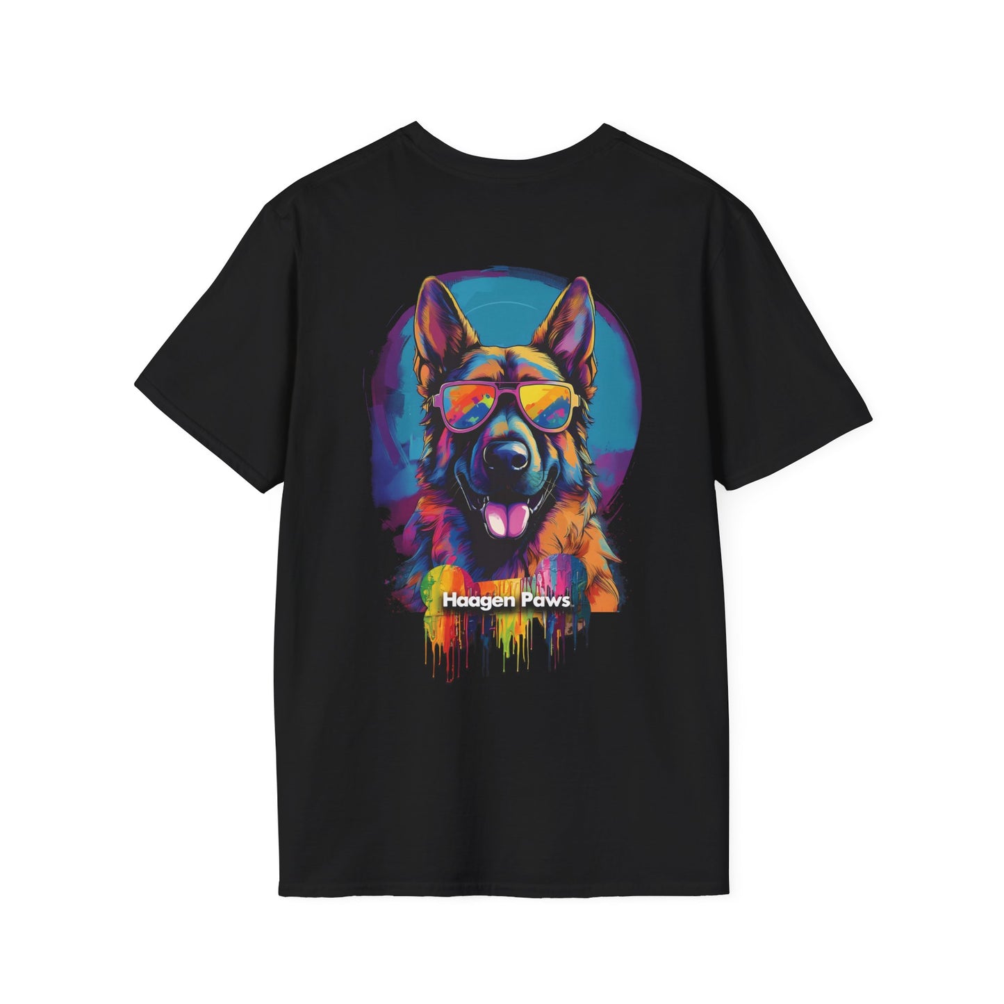 German Shepherd Wearing Sunglasses Short Sleeve Haagen-Paws Graffiti T-Shirt